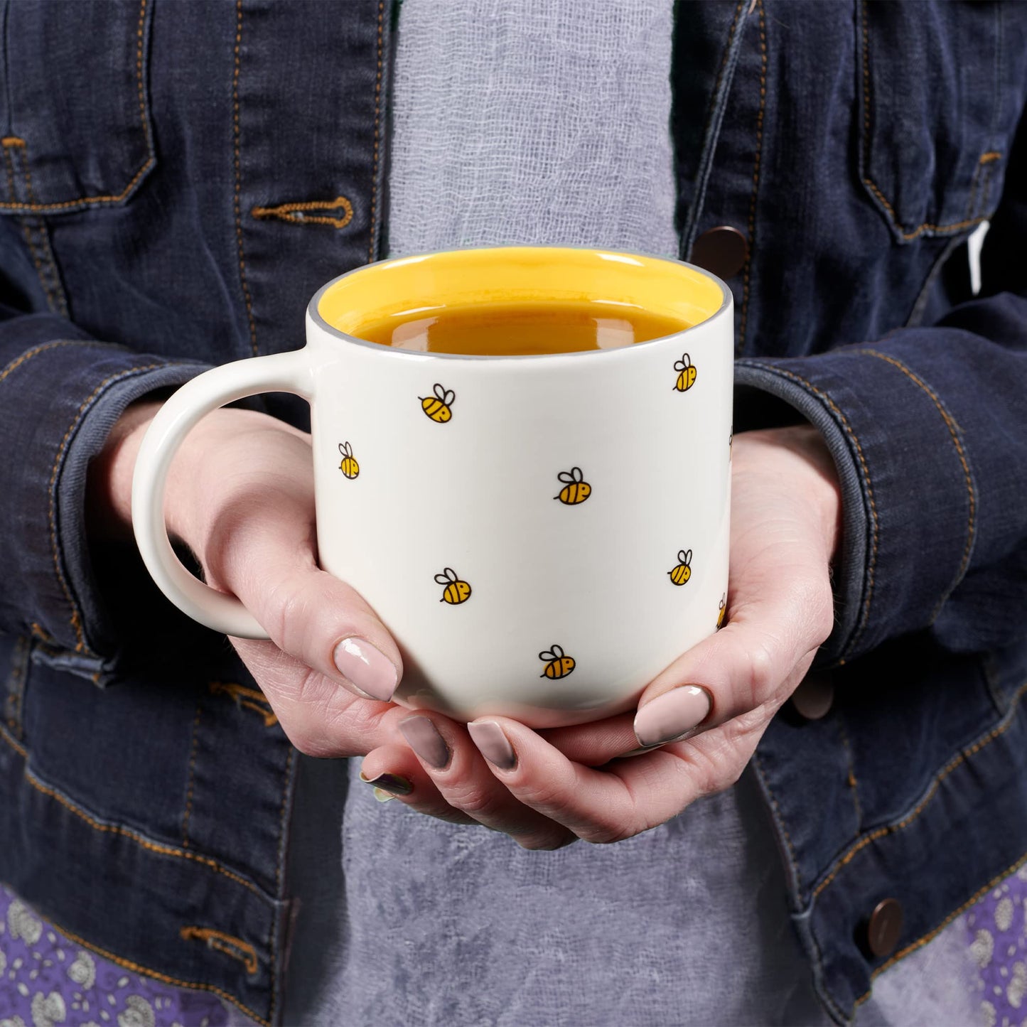▶  Taza grande de cerámica para café y té para mujer: las palabras amables son como el versículo bíblico inspirador, no tóxico/sin plomo, apto para microondas y lavaplatos, taza de