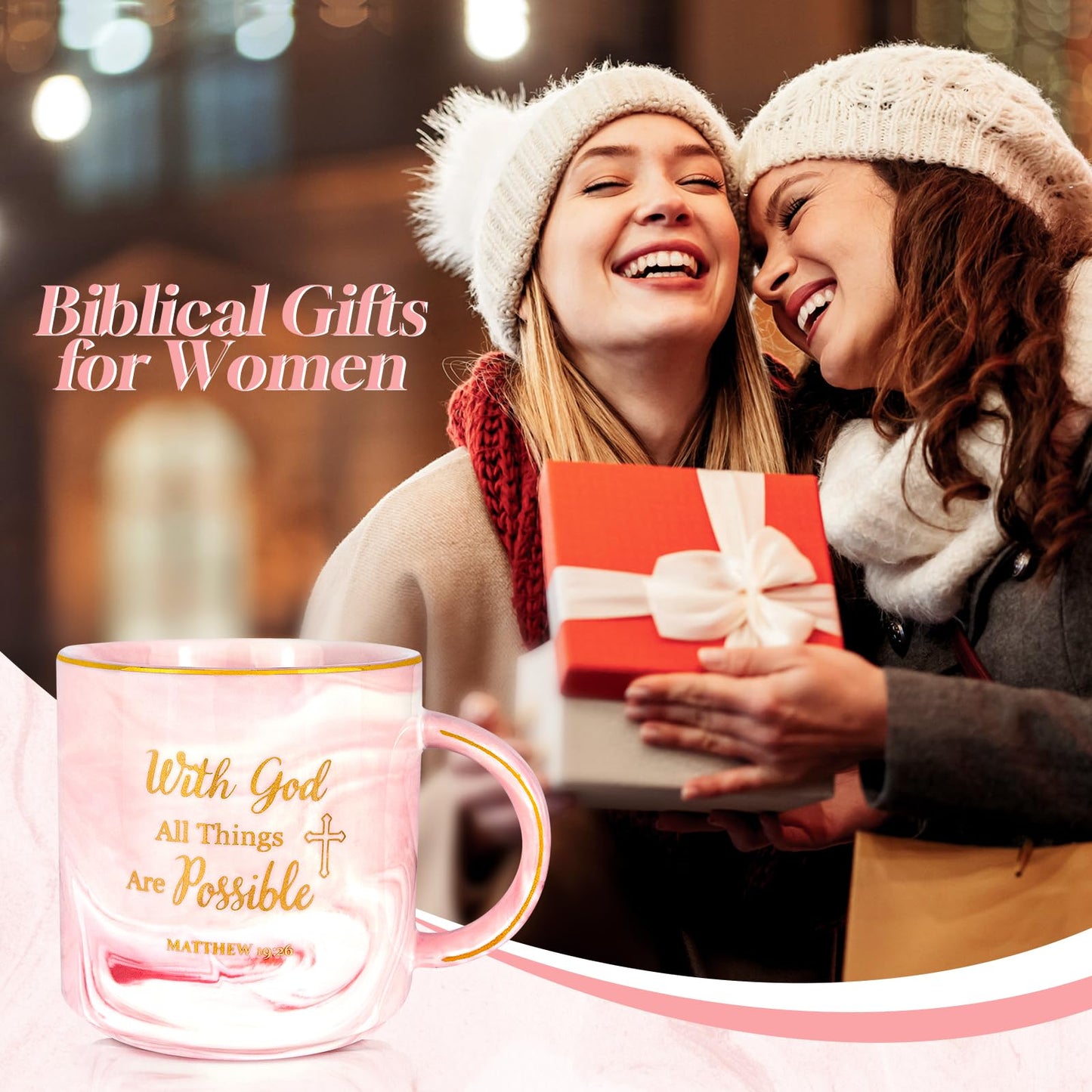 ▶ Regalos cristianos para mujeres, tazas cristianas para mujeres con asa, regalos religiosos para mujeres, taza inspiradora de las escrituras, regalos de cumpleaños de Navidad