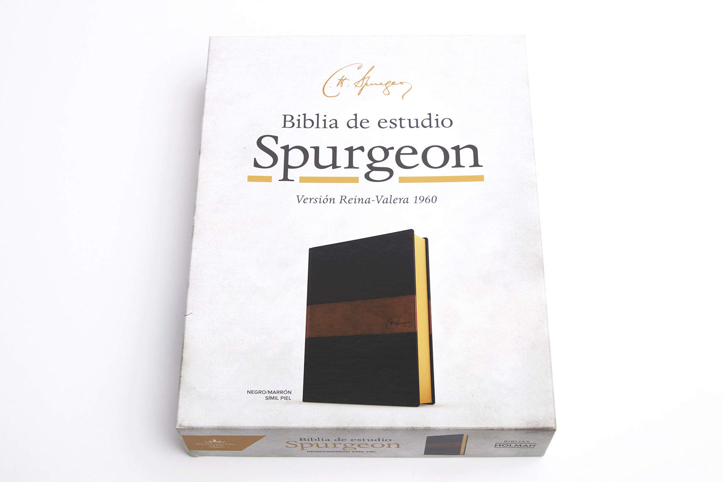 RVR 1960 Biblia de estudio Spurgeon, negro/marrón símil piel