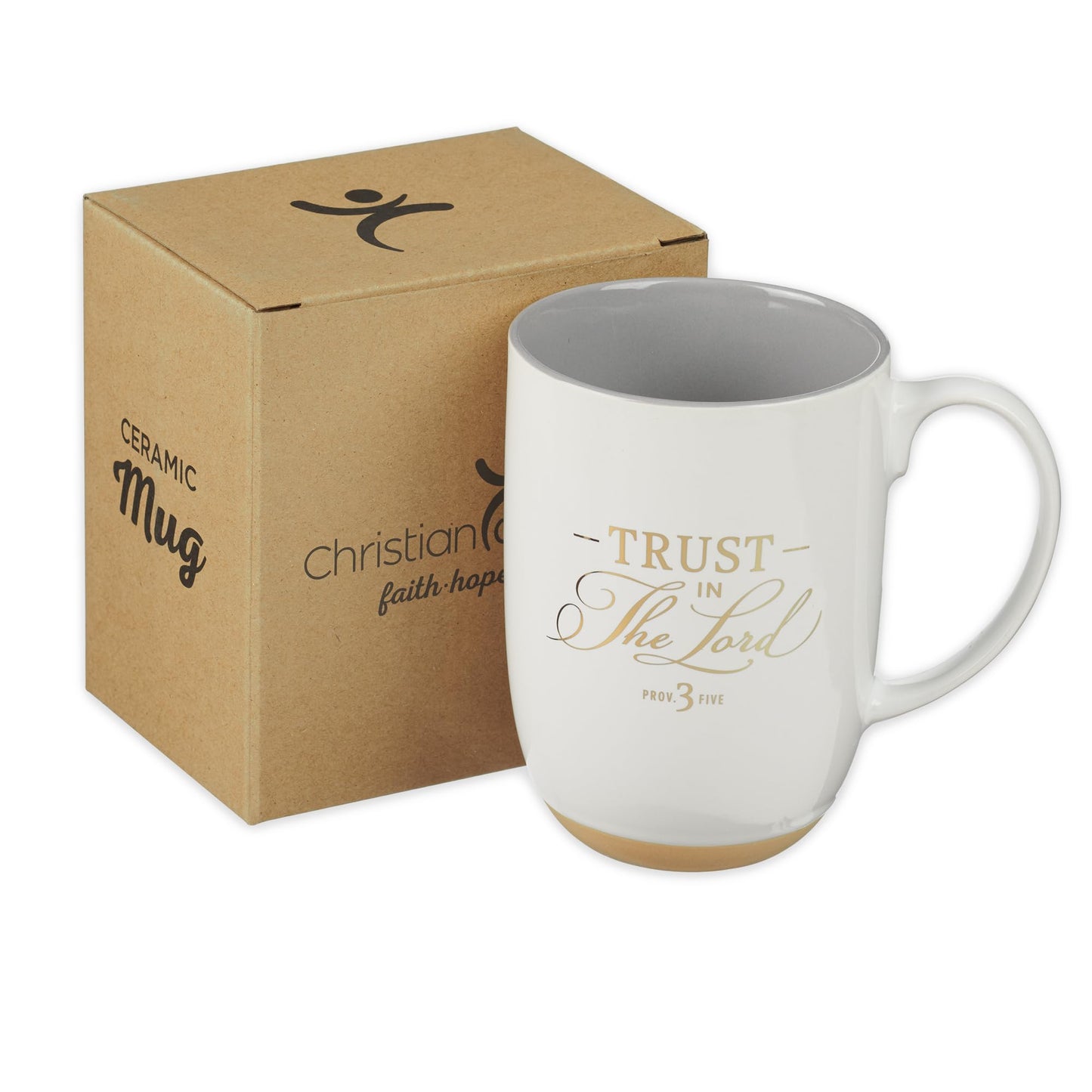 ▶ Taza de cerámica para café y té con texto en inglés "Christian Art Gifts - Taza inspiradora para mujeres y hombres: Trust in the Lord - Prov. 3:5 sin plomo con base de arcilla y