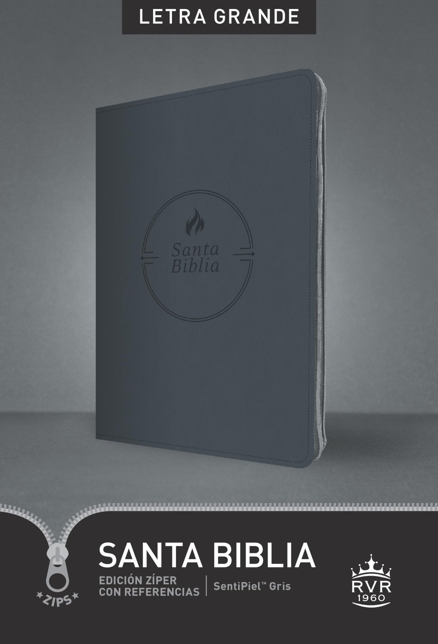 Santa Biblia Rvr60, Edición Zíper Con Referencias, Letra Grande (Sentipiel, Gris, Índice, Letra Roja)