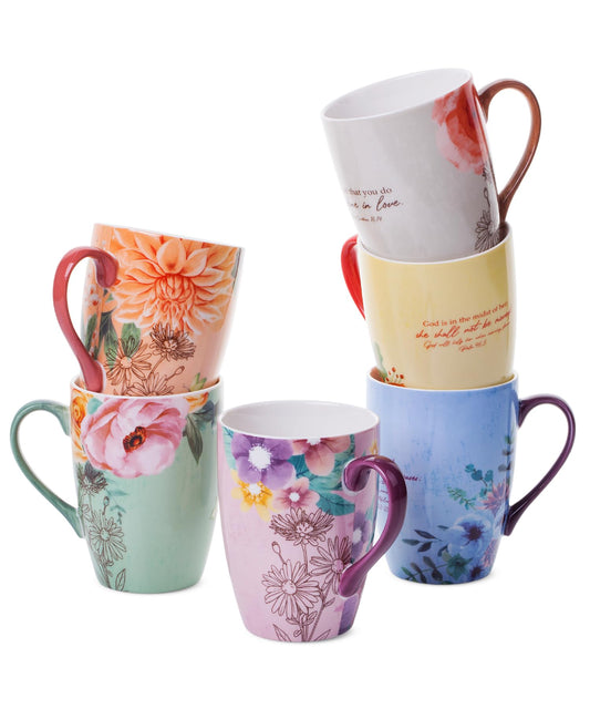 ▶ Tazas de café cristianas, juego de 6, 12 onzas, tazas de versículo de la Biblia, tazas cristianas, tazas de café de las escrituras, regalos de Navidad