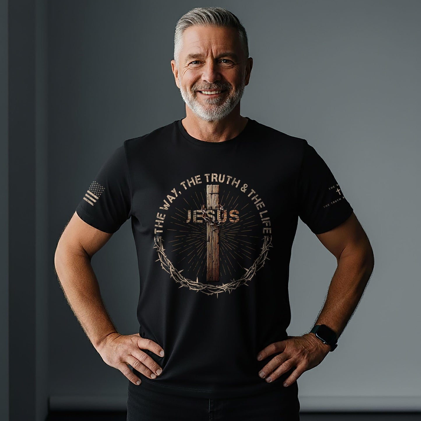▶ Jesus The Way The Truth The Life - Camisa cristiana para hombre, camisa cruzada, playera con versículo bíblico, camisas de fe para hombres 2, Negro -, X-Large