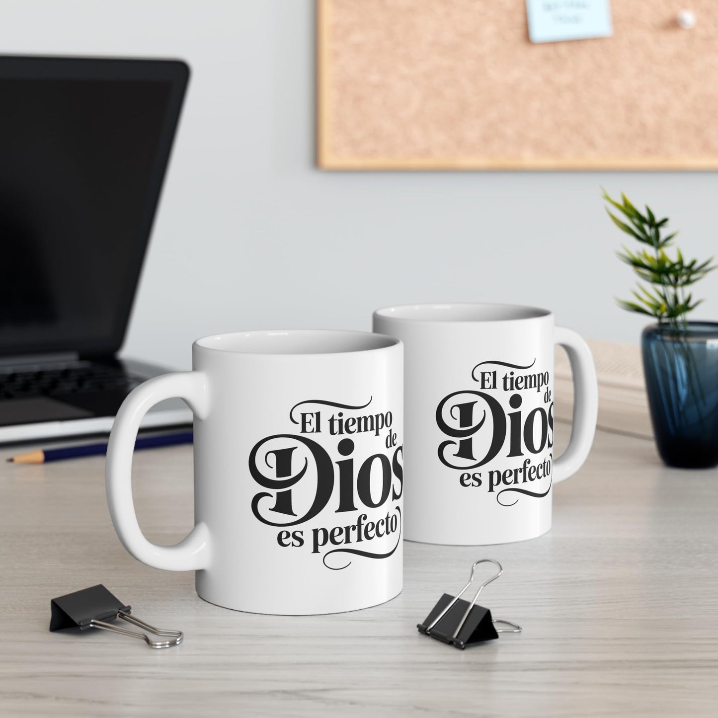 ▶ Taza Cerámica 11 oz El Tiempo De Dios Es Perfecto Regalo Cristiano Inspirador Para Hombre Mujer Pastor Católico Creyente Jesús Fe Esperanza Oración Frase Bíblica Café Té Religioso Espiritual