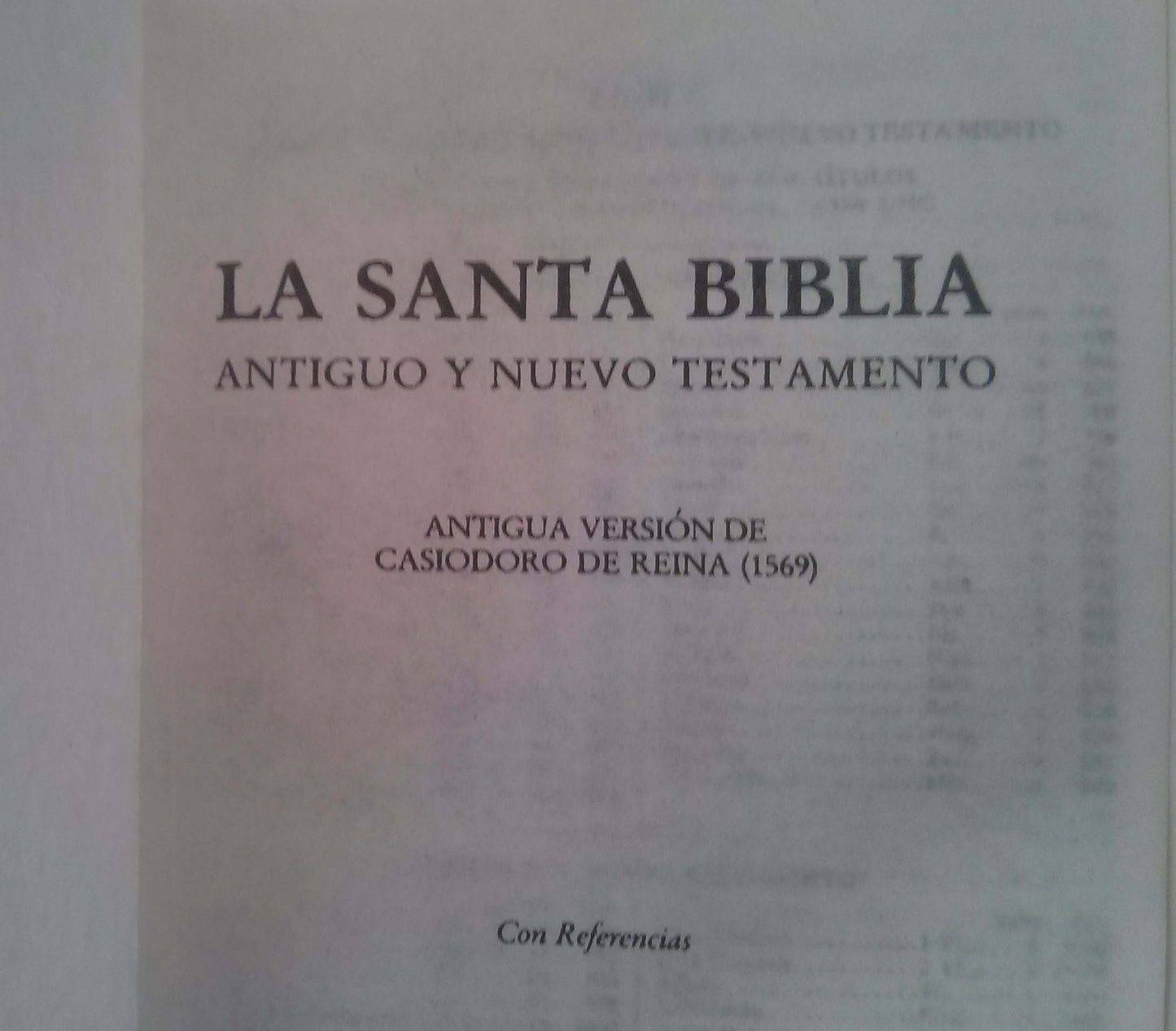 LA SANTA BIBLIA ANTIGUO Y NUEVO TESTAMENTO Antigua Versión Casiodoro De Reina 1569