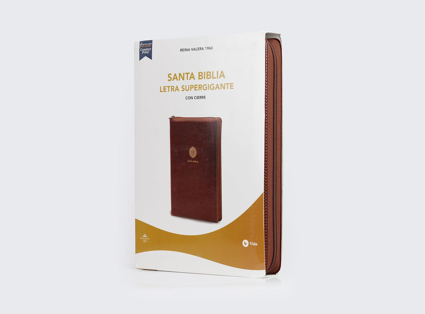 Rvr60 Santa Biblia Letra Supergigante, Leathersoft, Café C/Cierre