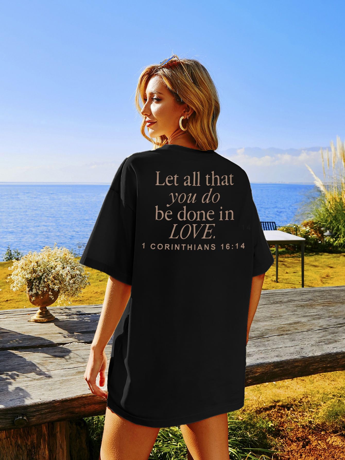 ▶Camisas cristianas para mujer, playera de gran tamaño, playera de religión, camisetas de fe religiosa, camisetas de manga corta con gráficos inspiradores, Negro -, Small