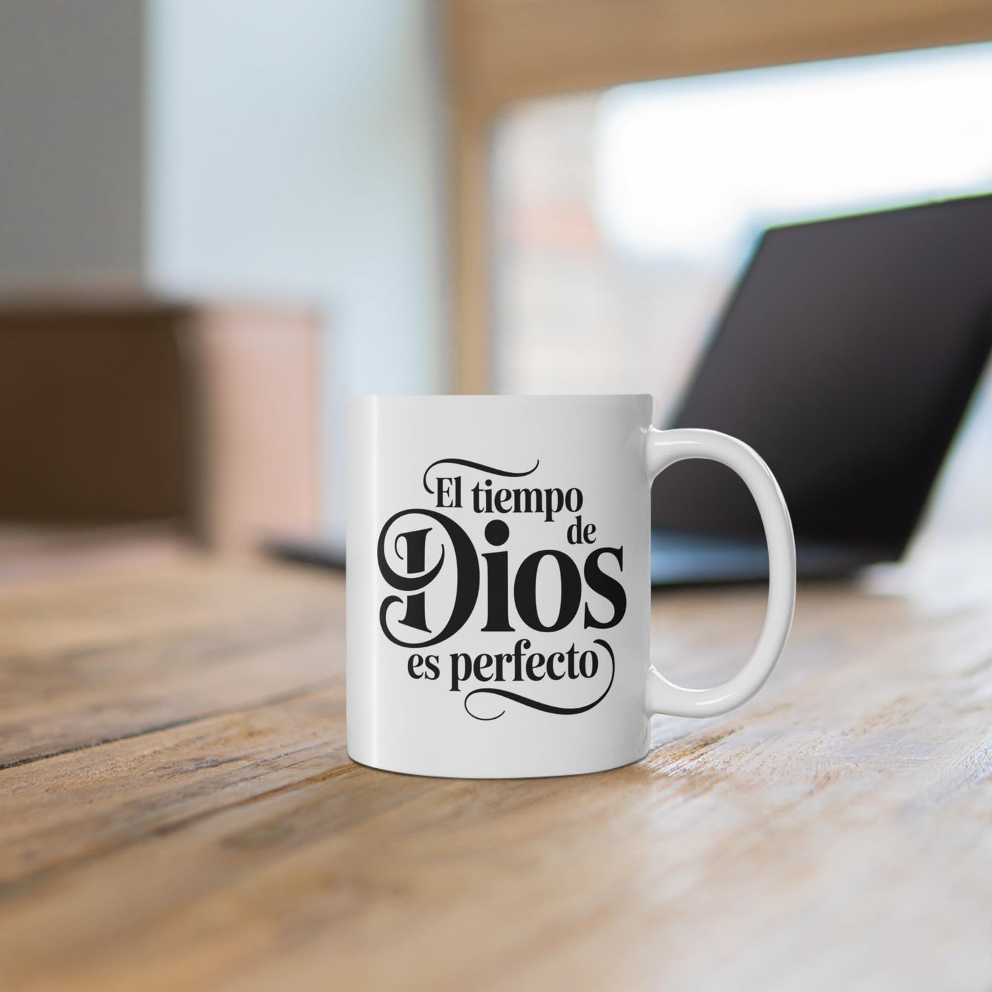 ▶ Taza Cerámica 11 oz El Tiempo De Dios Es Perfecto Regalo Cristiano Inspirador Para Hombre Mujer Pastor Católico Creyente Jesús Fe Esperanza Oración Frase Bíblica Café Té Religioso Espiritual