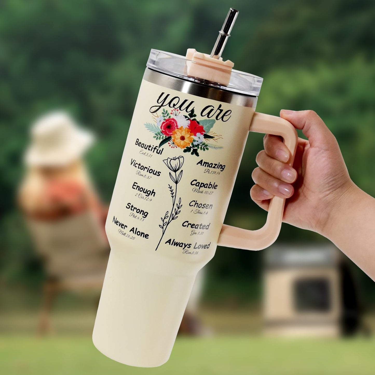 ▶ Regalos cristianos para mujeres, vasos de 40 onzas para mujeres, tazas de café con versículo bíblico, regalos religiosos de fe inspiradores para mujeres en cumpleaños, aniversario, vaso de 40 onzas