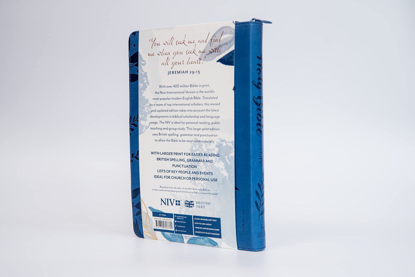 NIV Larger Print Blue Soft-tone Bible with Zip