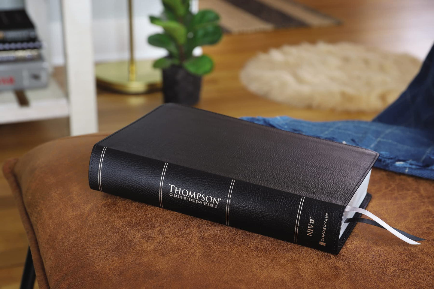 NIV, Thompson Chain-Reference Bible, Handy Size, European Bonded Leather, Black, Red Letter, Comfort Print