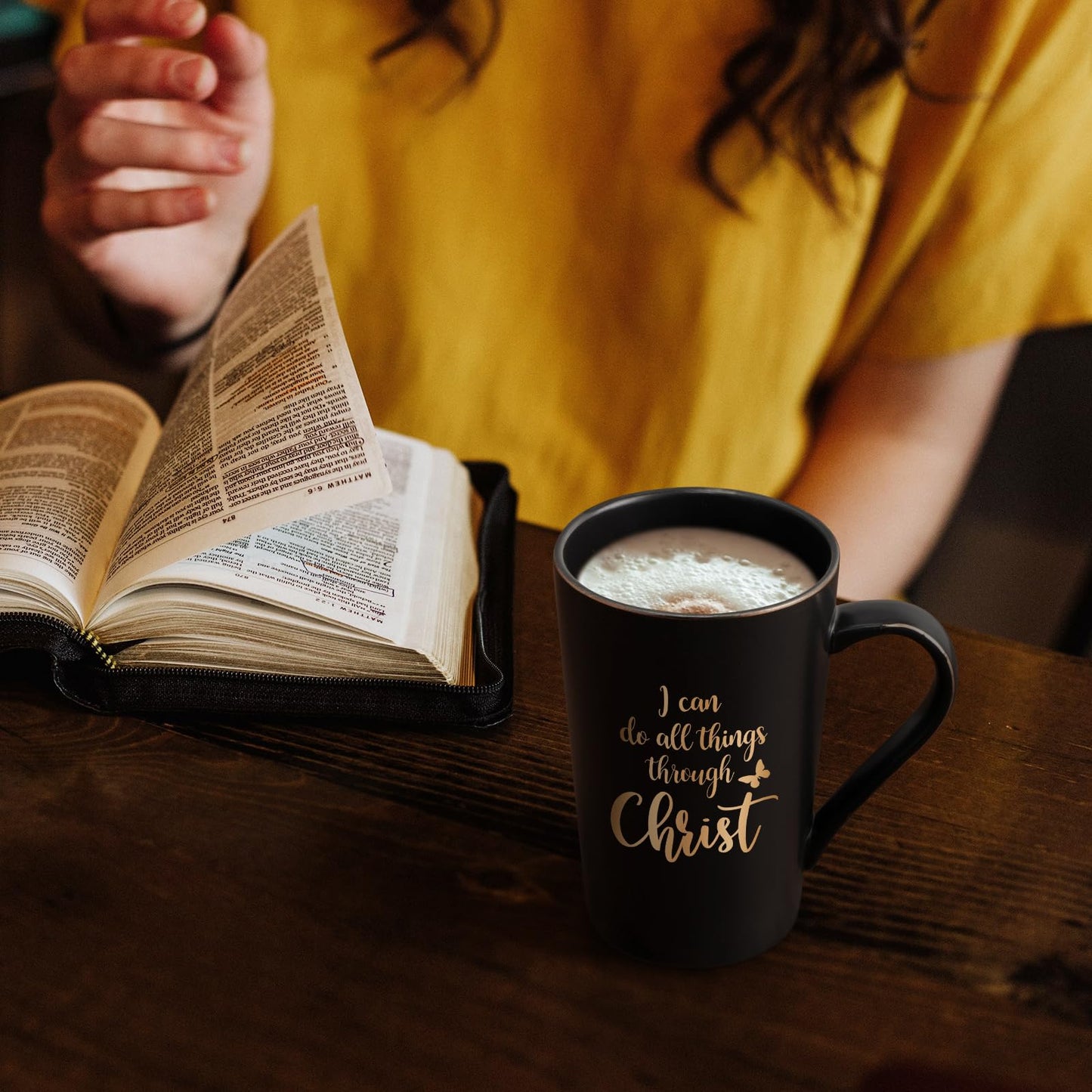 ▶Taza de café cristiana, I Can Do All Things Through Christ, taza de sacerdote, 14 onzas, cerámica, regalo religioso, Navidad