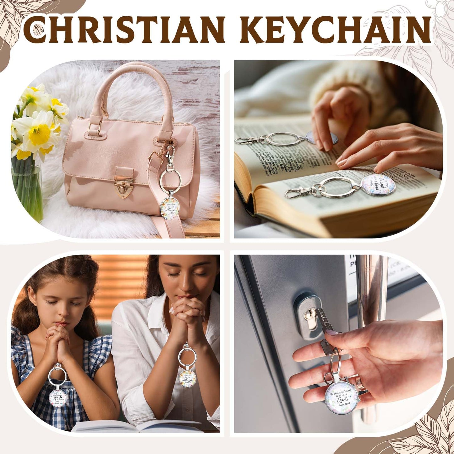 ▶ Juego de 4 tazas de café de cerámica para mujeres con versículo bíblico, juego de tazas de té cristianas, regalos inspiradores, diseño de flores de acuarela