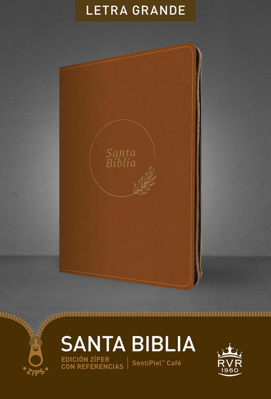 Santa Biblia RVR60, Edición zíper con referencias, letra grande (SentiPiel, Café, Índice, Letra Roja) (Spanish Edition)