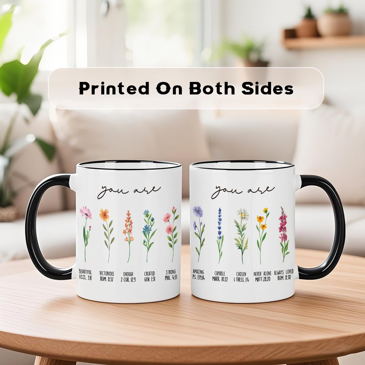 ▶ Regalos cristianos para mujeres, taza cristiana con flores, regalos de cumpleaños para mujeres, regalos inspiradores, religiosos para hermana, amiga, hija, mamá, taza de café cristiano, 11 onzas