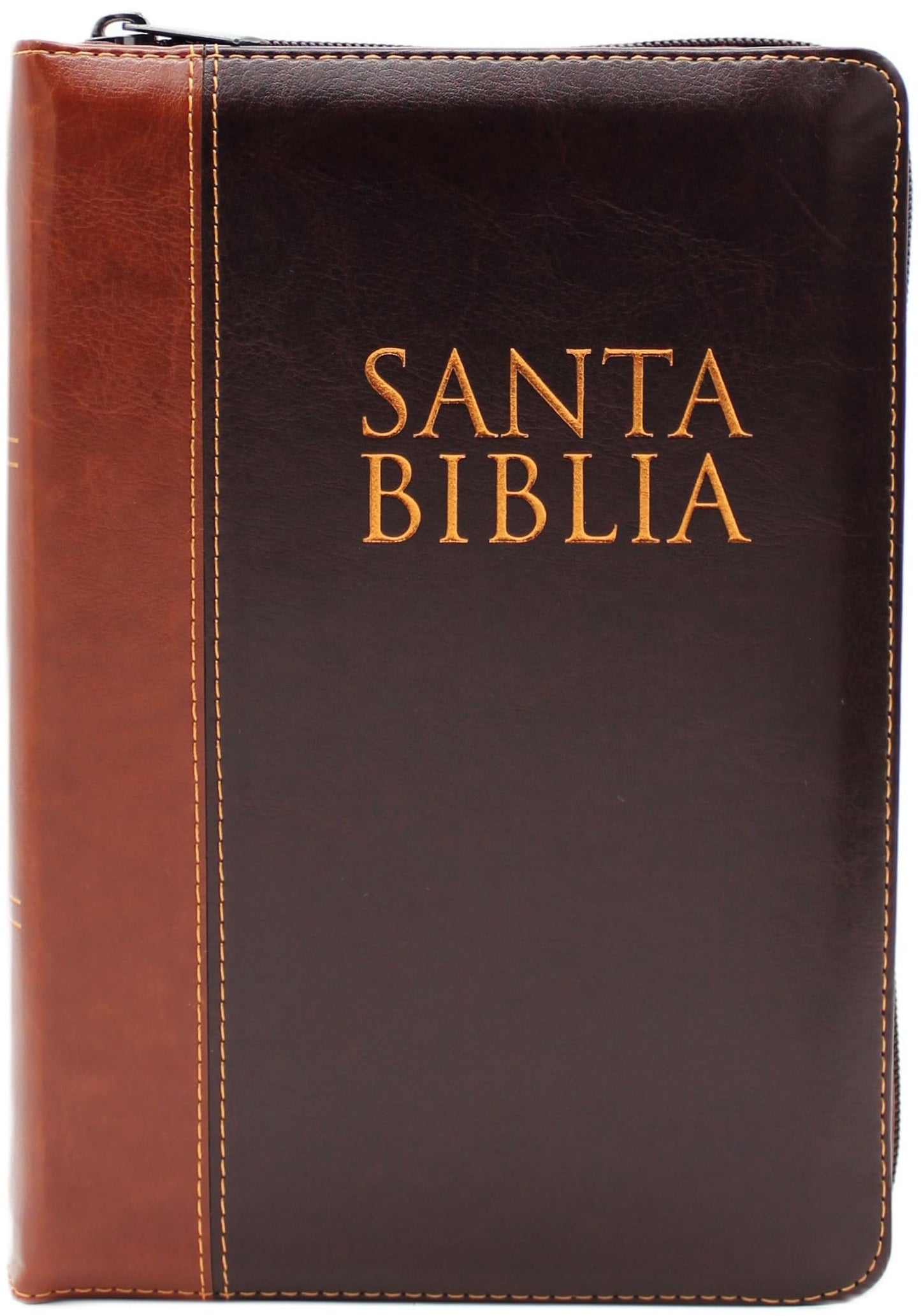 Biblia Reina Valera 1960 Letra Grande en Español de 14 puntos-Tamaño manual con Cierre, Indice, foro en semil piel color caoba/ RVR 1960 Large Giant Print Bible in Spanish edition, brown with zipper