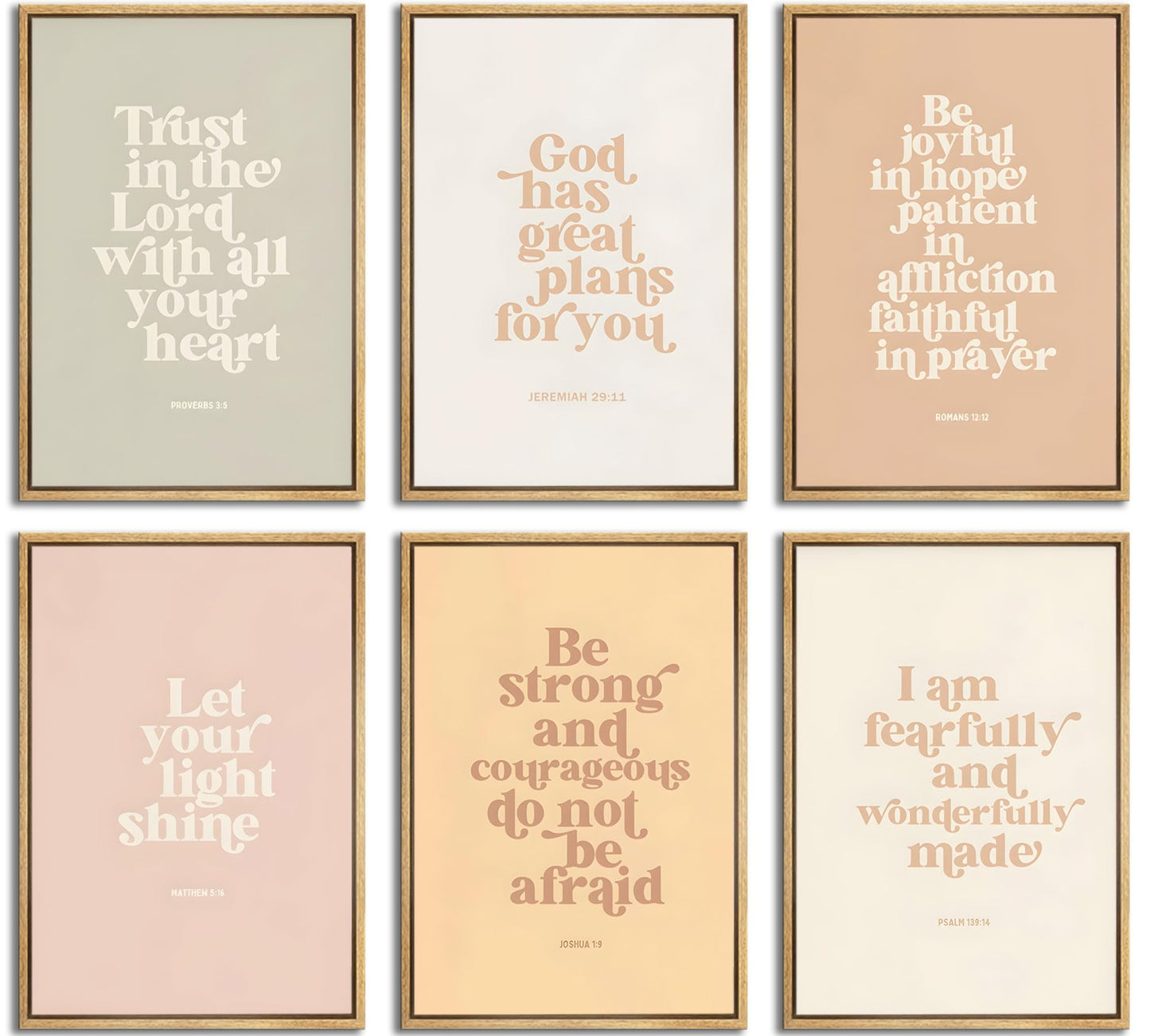 ▶ 6 piezas de versículo de la Biblia para niños, arte de pared de educación cristiana, impresiones de fotos inspiradoras, pinturas en lona, unisex, decoración de pared de la Biblia, ilustraciones