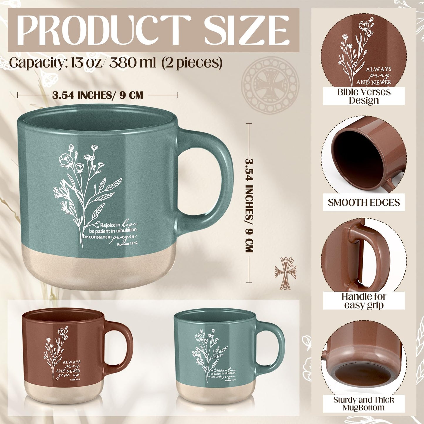 ▶ Regalos de la iglesia cristiana para mujeres y hombres, tazas de café cristianas a granel, taza de cerámica con versículo de la Biblia, cuadernos de oración religiosa, bolígrafos