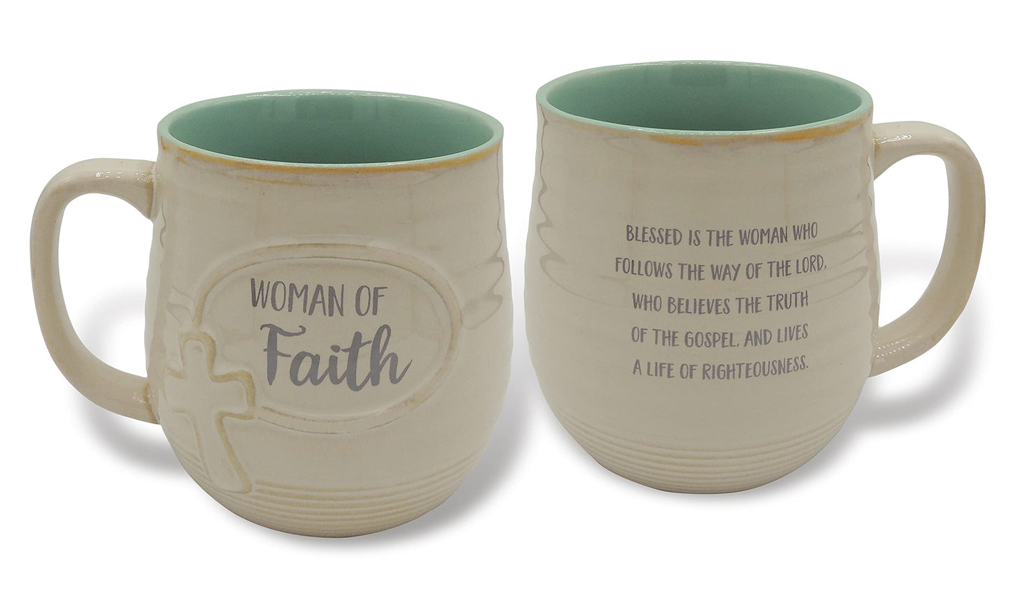 ▶ Taza de cerámica para mujer de fe, 14 onzas líquidas Multi
