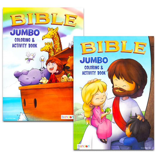 Bendon Libros para colorear de historia bíblica para niños de 4 a 8 años, paquete con 4 libros bíblicos para colorear con Jesús, Arca de Noé, Moisés y más | Libros para colorear Biblia para niños