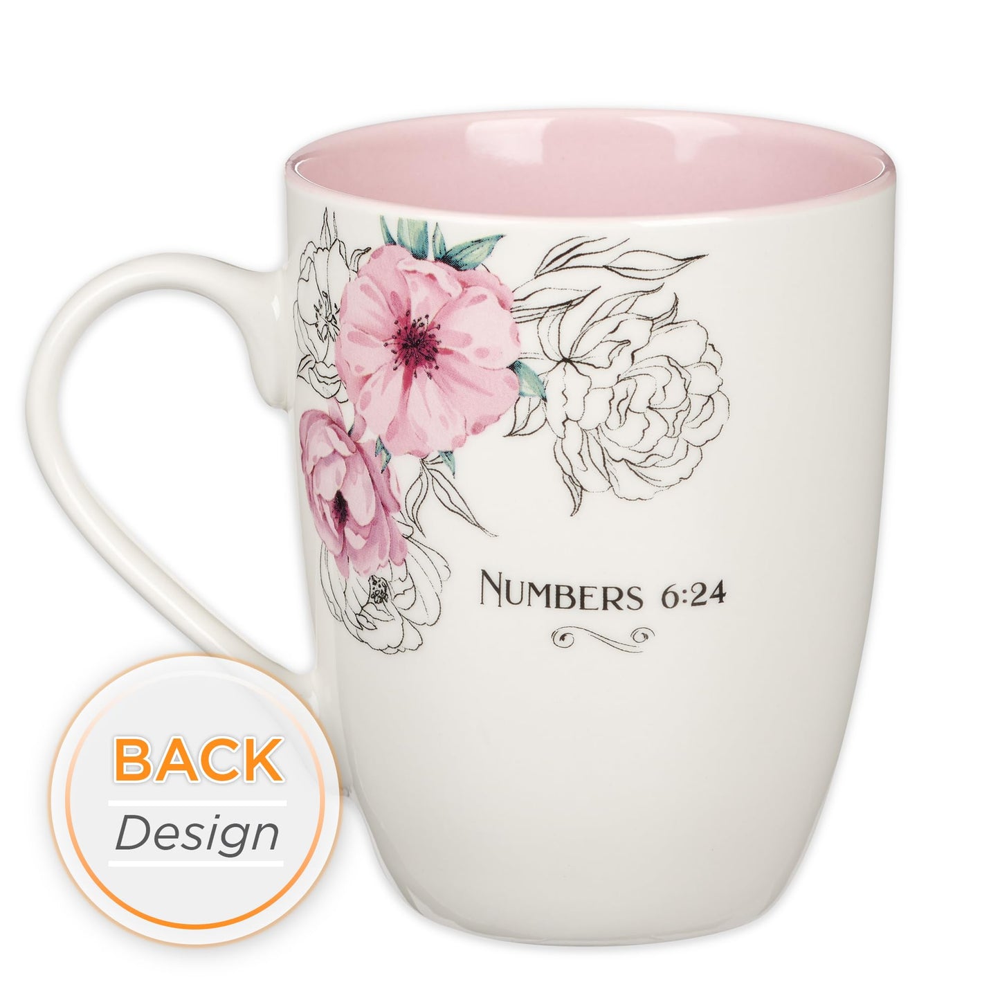 ▶ Taza de café y té de cerámica para mujer: May the Lord Bless You and Keep You - Números 6:24 versículo bíblico inspirador, floral, rosa, 12 onzas