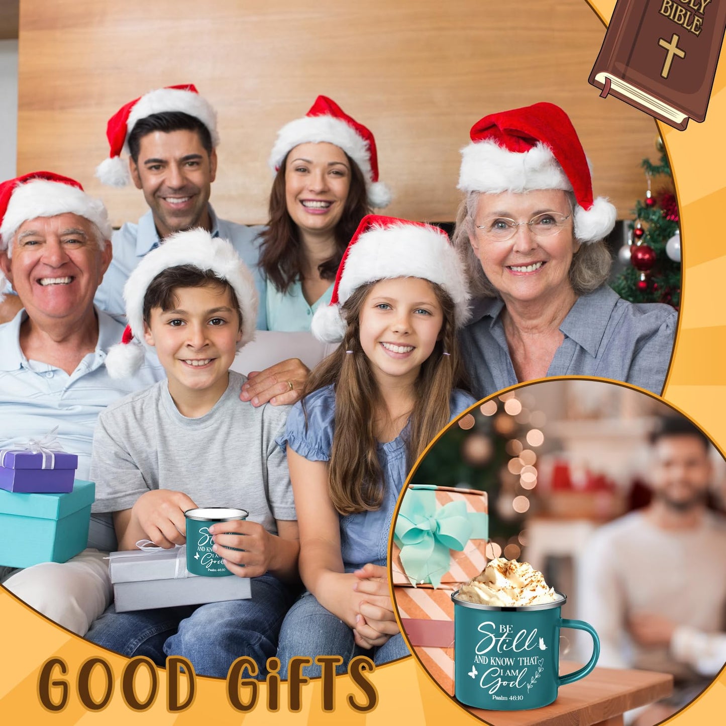 ▶ 10 tazas de café cristianas de 12 onzas con mango de esmalte religioso con versículo bíblico, regalos inspiradores para afirmaciones bíblicas para mujeres y hombres