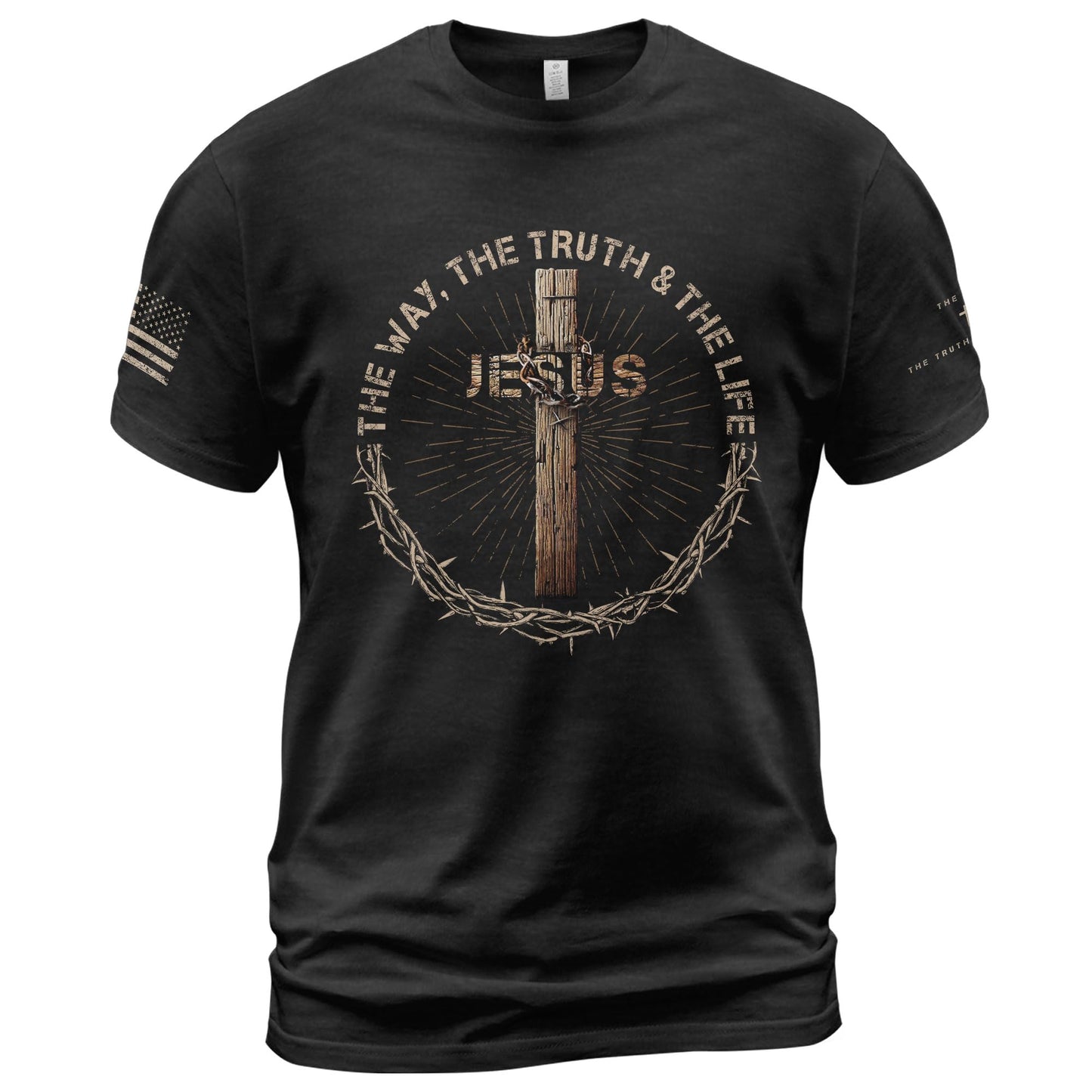 ▶ Jesus The Way The Truth The Life - Camisa cristiana para hombre, camisa cruzada, playera con versículo bíblico, camisas de fe para hombres 2, Negro -, X-Large