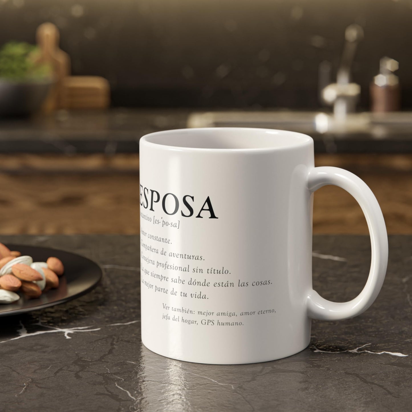 ▶ Taza Cerámica 11 oz Definicion Esposa con Frase Divertida Tierna para Mujer Especial en tu Vida Detalle Romántico Pareja Diseño Creativo Emotivo Ideal Café Té Chocolate Cerámica Amor Diario