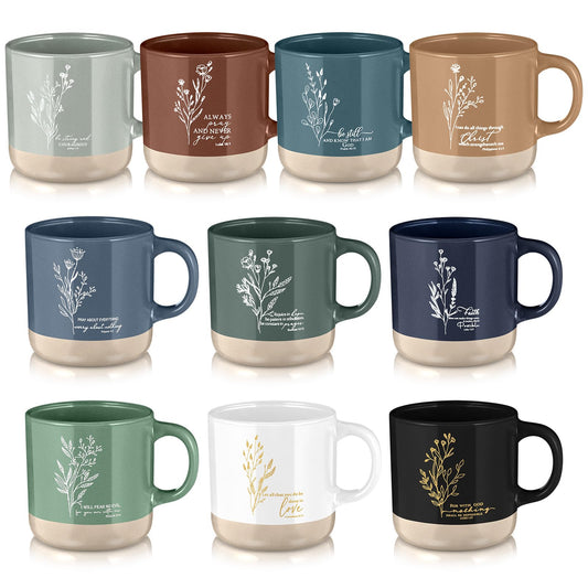 ▶ 10 tazas cristianas para mujer, inspiradoras con versículo bíblico, tazas de café cristianas de 13 onzas, taza de cerámica religiosa, regalo para mujeres, hombres, esposa de pastor, profesor