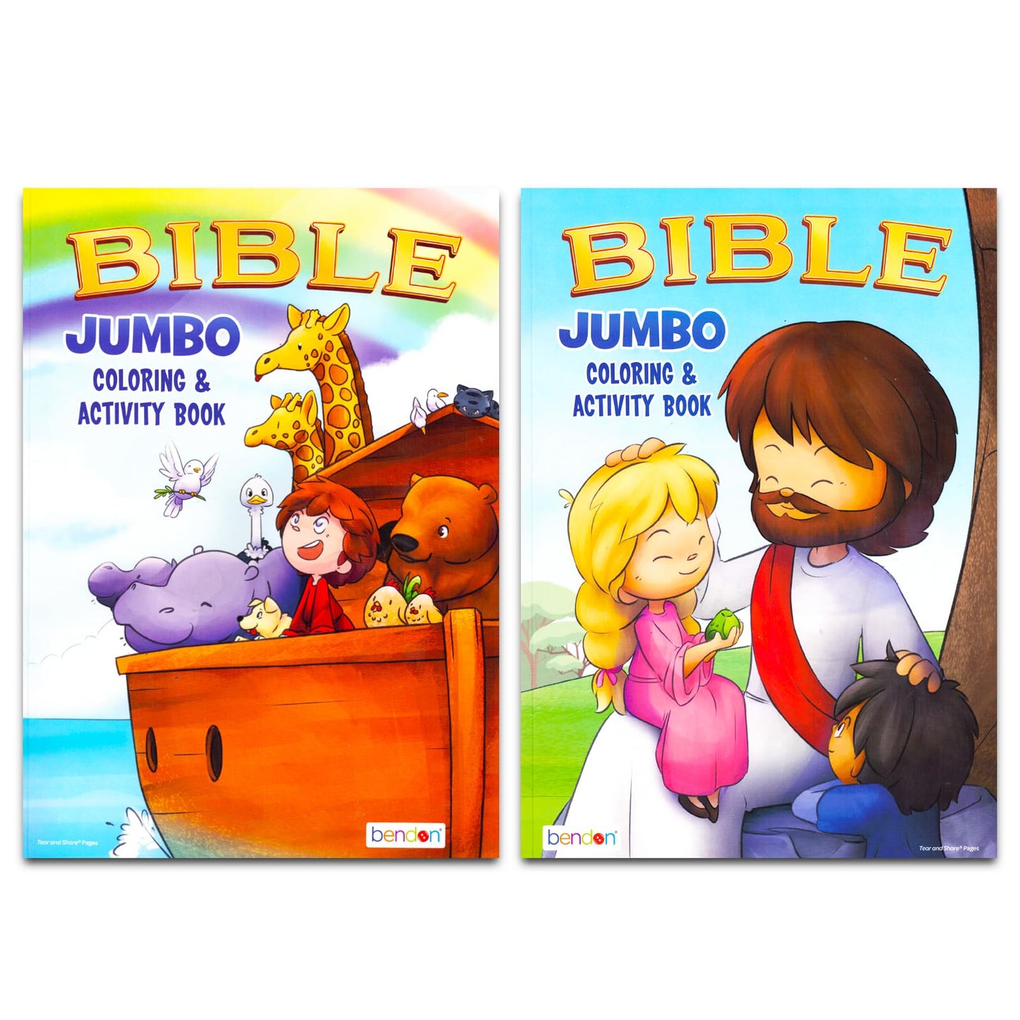 Bendon Libros para colorear de historia bíblica para niños de 4 a 8 años, paquete con 4 libros bíblicos para colorear con Jesús, Arca de Noé, Moisés y más | Libros para colorear Biblia para niños