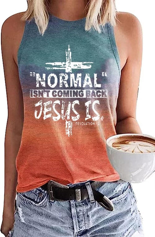 ▶ Playera de tirantes cristiana para mujer, con estampado de letras cristianas, camisetas sin mangas para día festivo, Multicolor-, Small