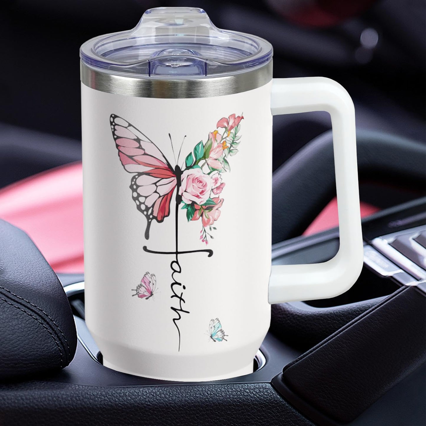 ▶  Regalos cristianos para mujeres, regalos religiosos, regalo alentador de inspiración para mujeres mayores, vasos cristianos de 40 onzas con asa y tapa, taza de café de viaje cristiano