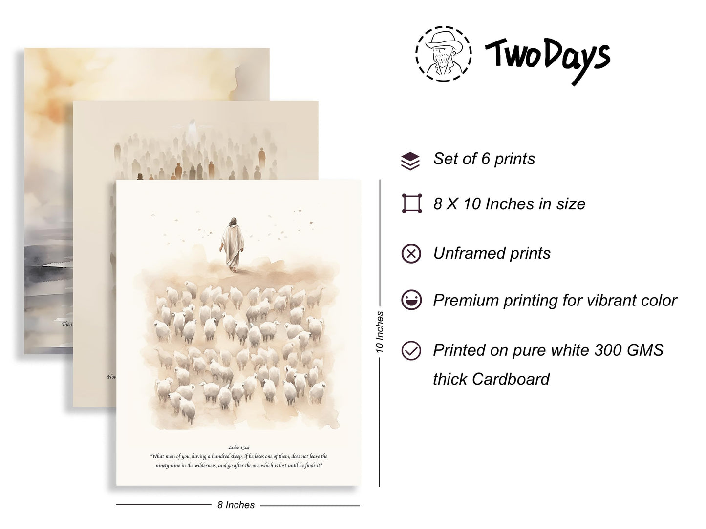 ▶ Arte de pared cristiano, versículos de la Biblia, pintura de aula de escrituras, póster de Jesús, obra de arte de historia bíblica para el hogar. (8 x 10 pulgadas, juego de 6, sin marco)