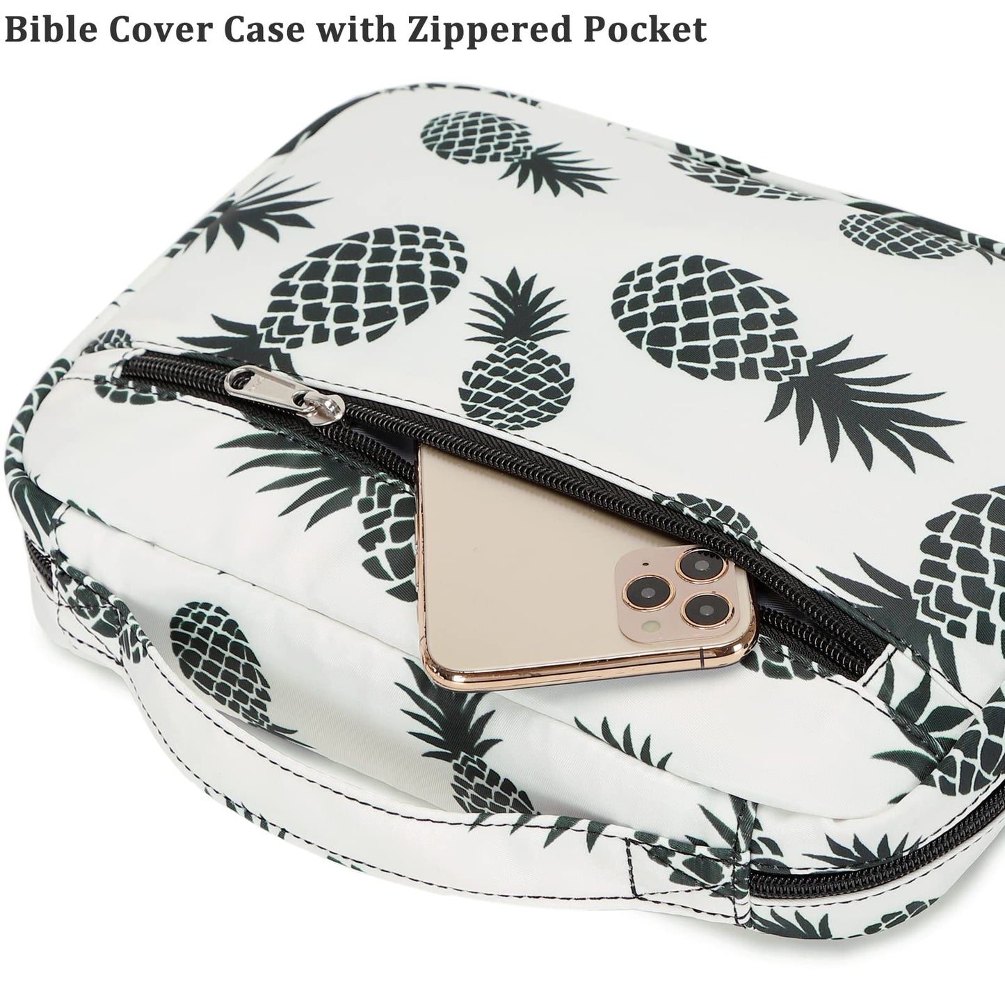 Funda bíblica para mujeres y adolescentes y niñas, funda de libro de transporte para iglesia, bolsa protectora de la Biblia con asa y bolsillo con cierre