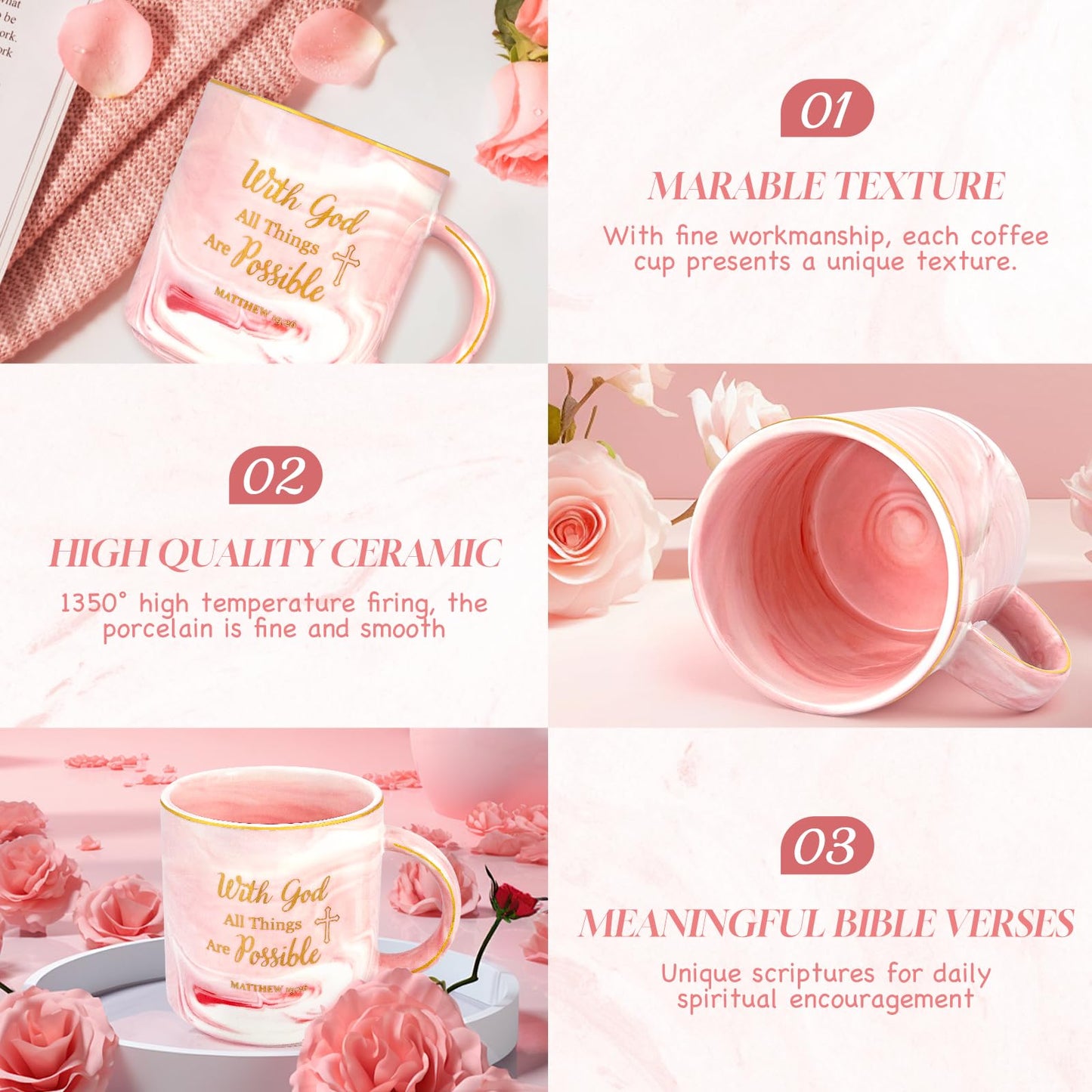 ▶ Regalos cristianos para mujeres, tazas cristianas para mujeres con asa, regalos religiosos para mujeres, taza inspiradora de las escrituras, regalos de cumpleaños de Navidad