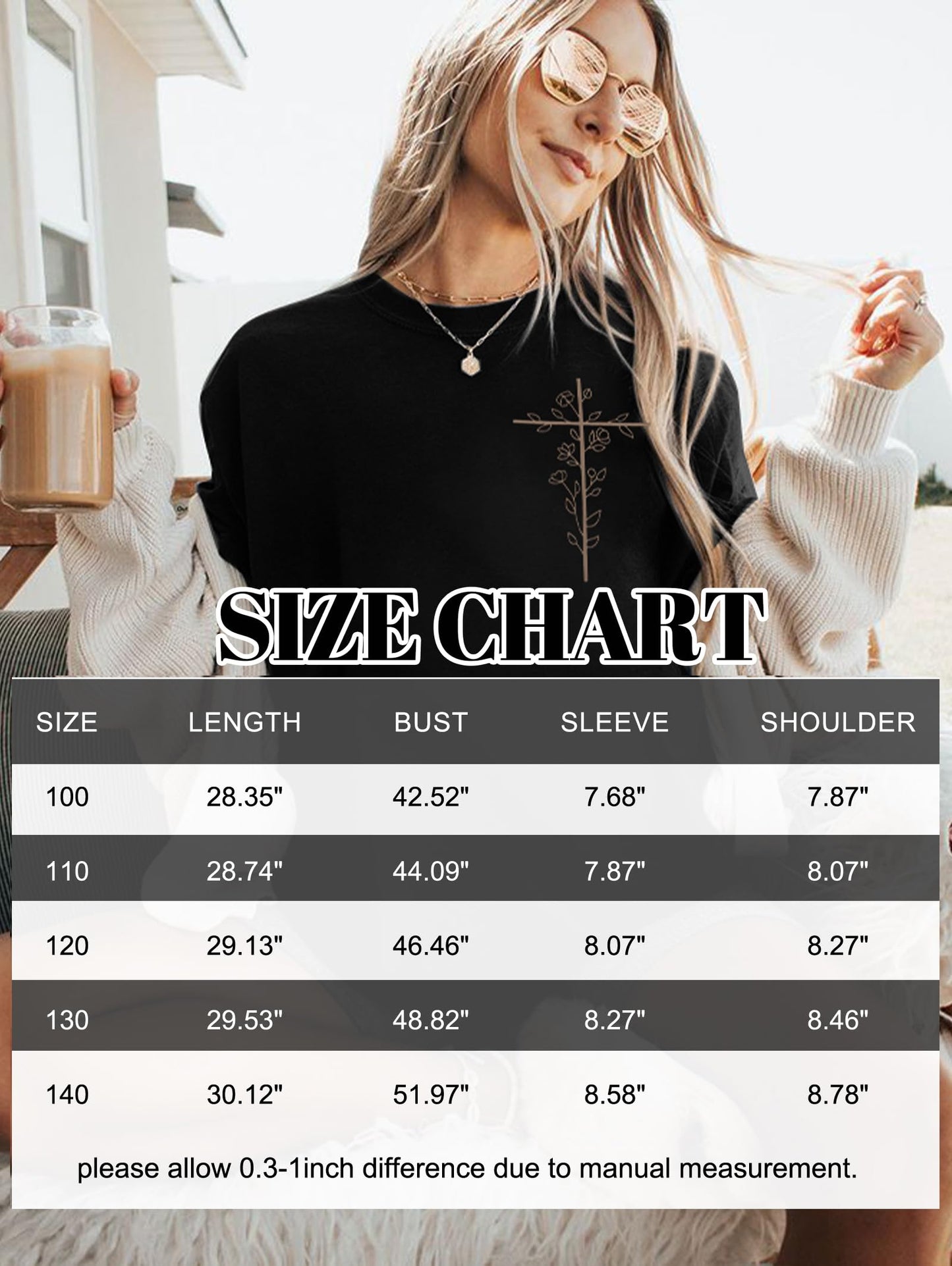 ▶Camisas cristianas para mujer, playera de gran tamaño, playera de religión, camisetas de fe religiosa, camisetas de manga corta con gráficos inspiradores, Negro -, Small