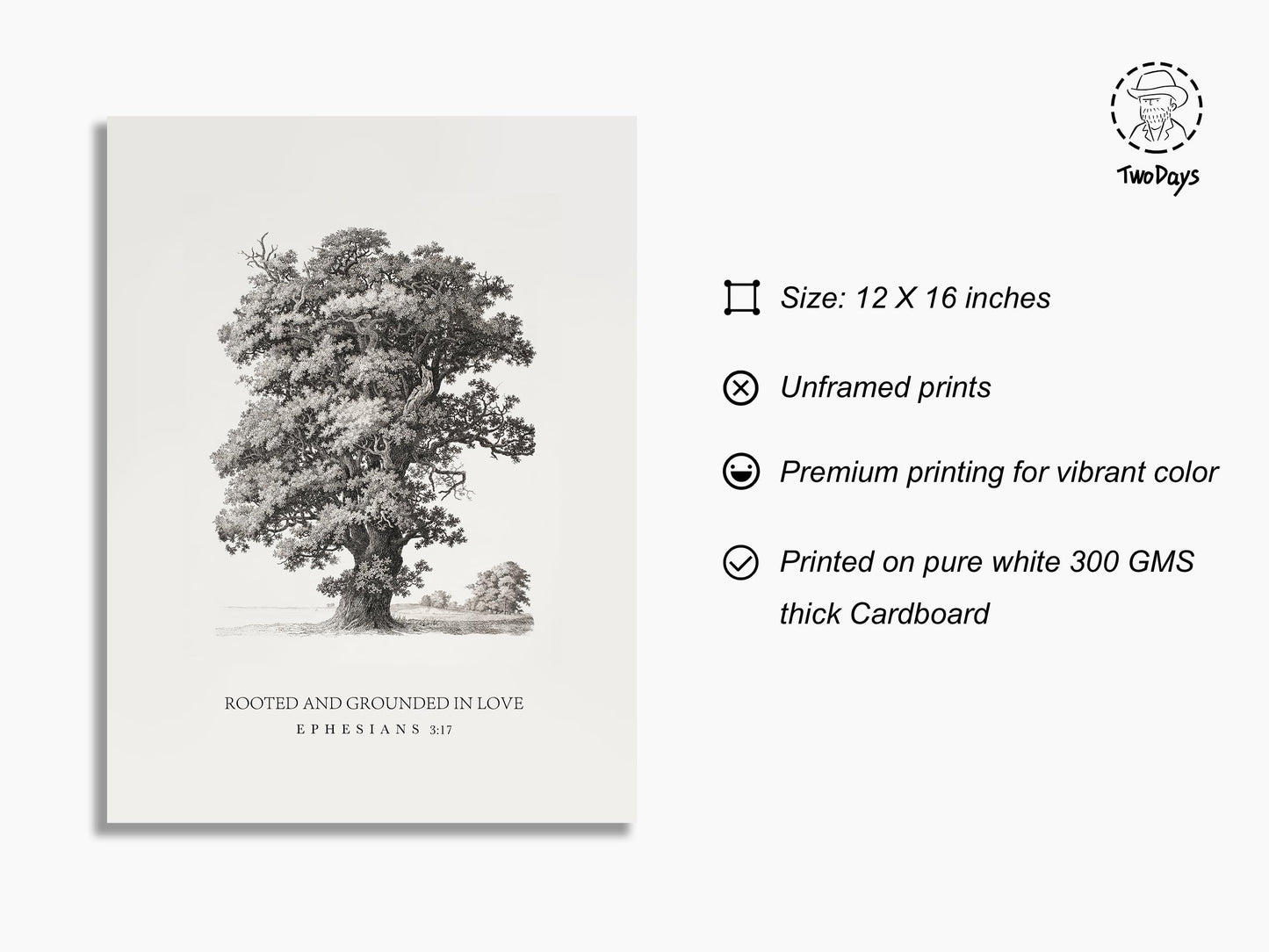 ▶ Arte cristiano de pared, versículos bíblicos arraigados y arraigados en el amor, pintura de las escrituras grandes, póster religioso de Efesios 3:17, obra de arte de árbol clásico para el