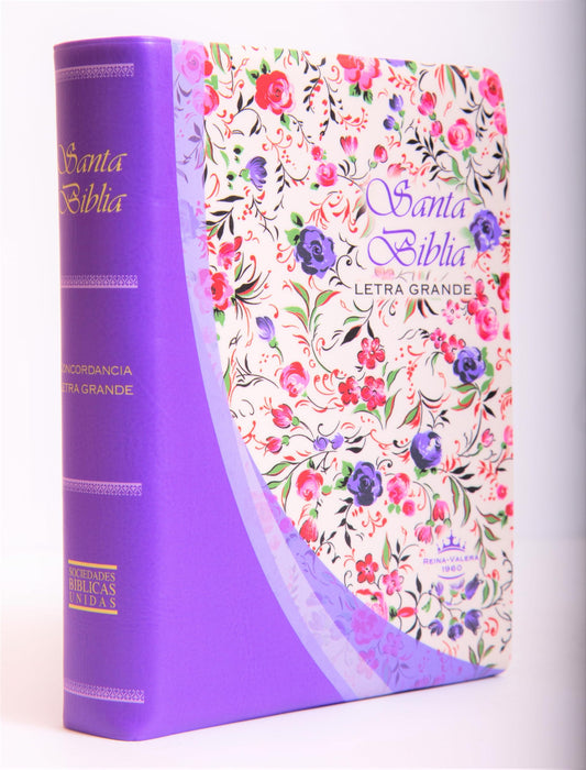 Santa Biblia RVR1960 Compacta Vinil Lila flores