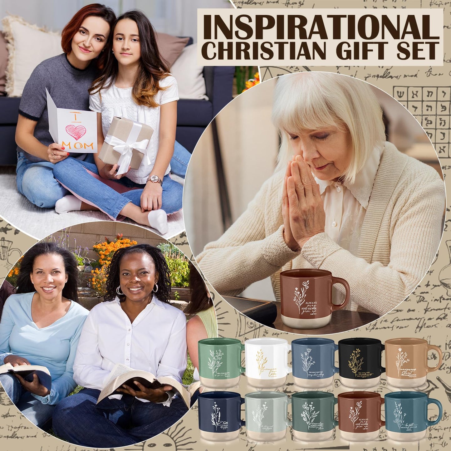 ▶ 10 tazas cristianas para mujer, inspiradoras con versículo bíblico, tazas de café cristianas de 13 onzas, taza de cerámica religiosa, regalo para mujeres, hombres, esposa de pastor, profesor
