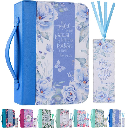 Funda de Biblia para mujer con un marcapáginas a juego, bolsa de piel sintética con bolsillos y cierre para estudio de tamaño estándar y grande, 11 x 8.2 x 2.2 pulgadas