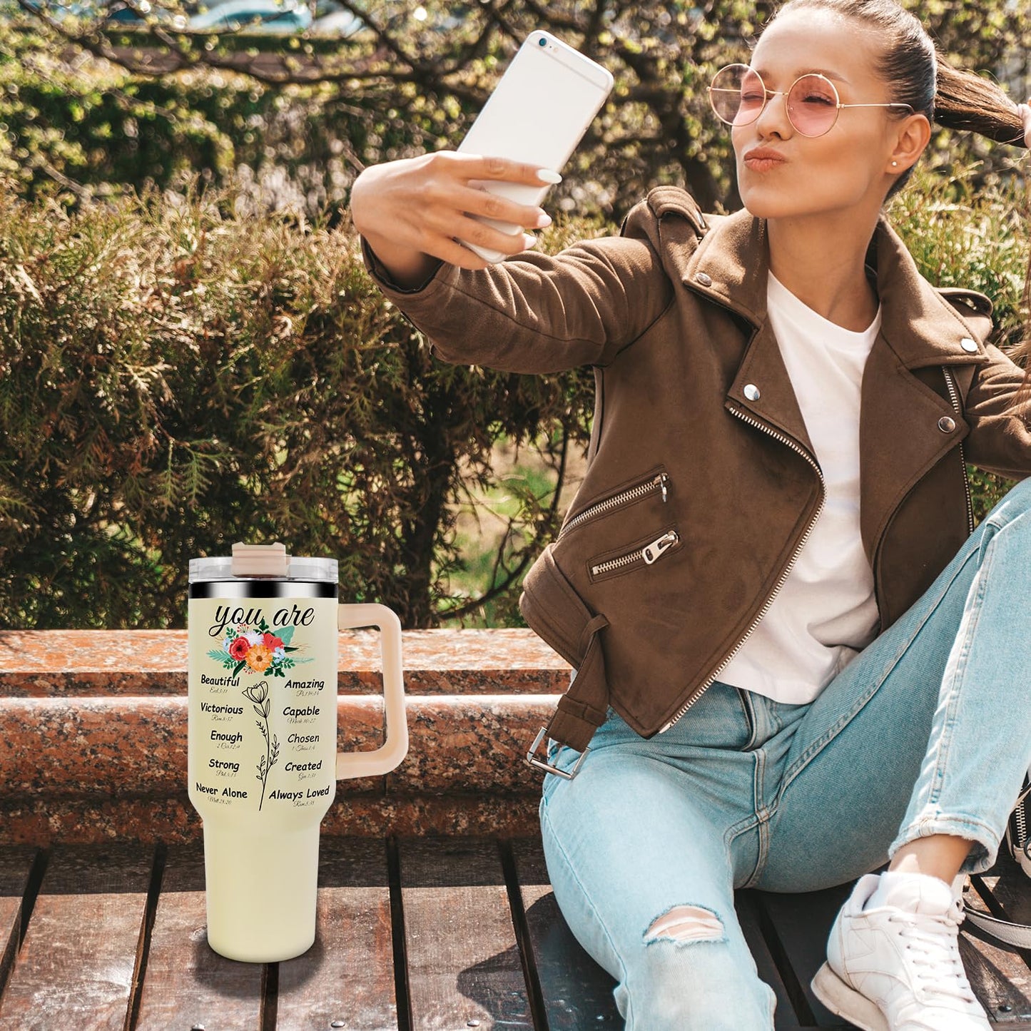 ▶ Regalos cristianos para mujeres, vasos de 40 onzas para mujeres, tazas de café con versículo bíblico, regalos religiosos de fe inspiradores para mujeres en cumpleaños, aniversario, vaso de 40 onzas