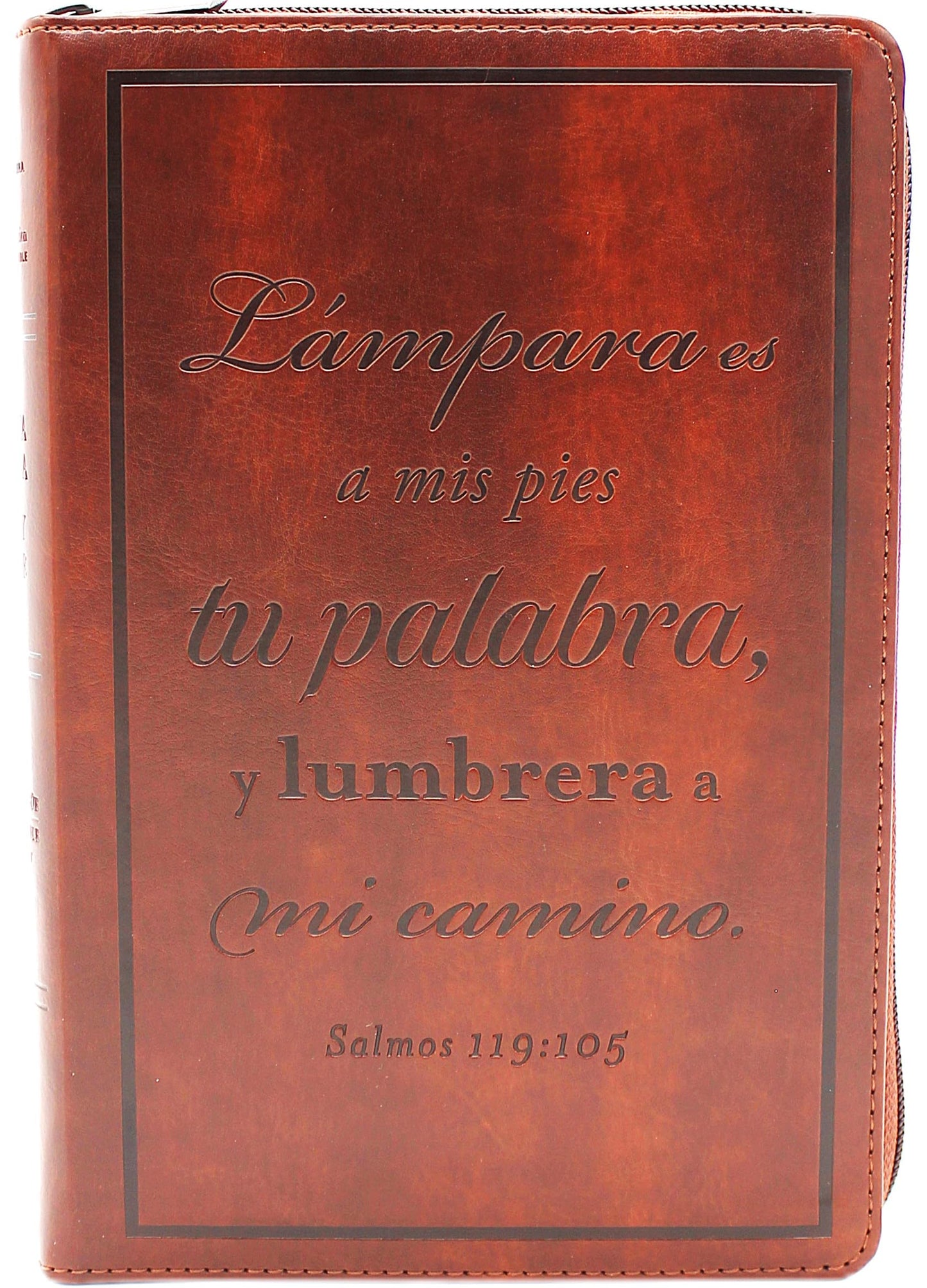 Biblia Bilingue Reina Valera 1960/ King James Version tamano Personal con Cierre, indice, color cafe senti cuero Lampara es a mis pies to palabra / Thy word is a lamp unto my feet Coleccion Celestial