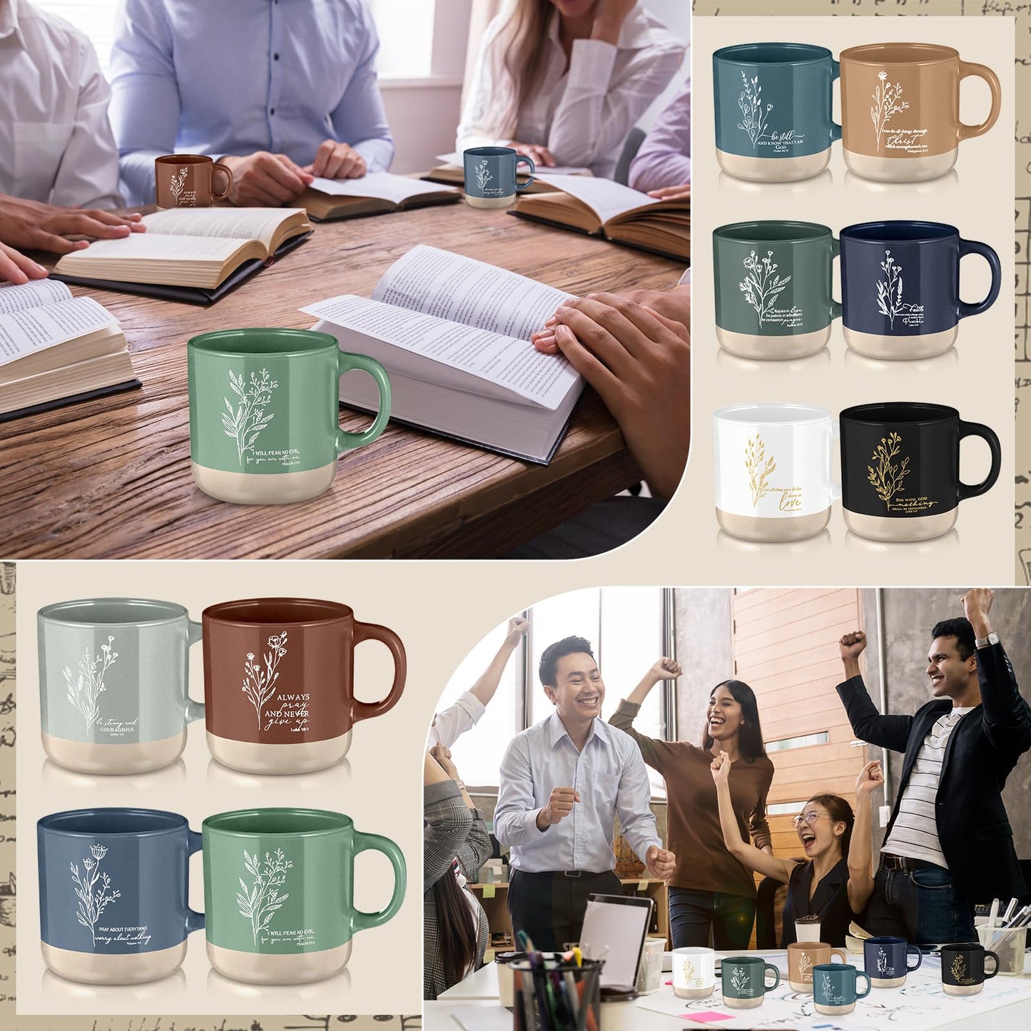 ▶ 10 tazas cristianas para mujer, inspiradoras con versículo bíblico, tazas de café cristianas de 13 onzas, taza de cerámica religiosa, regalo para mujeres, hombres, esposa de pastor, profesor