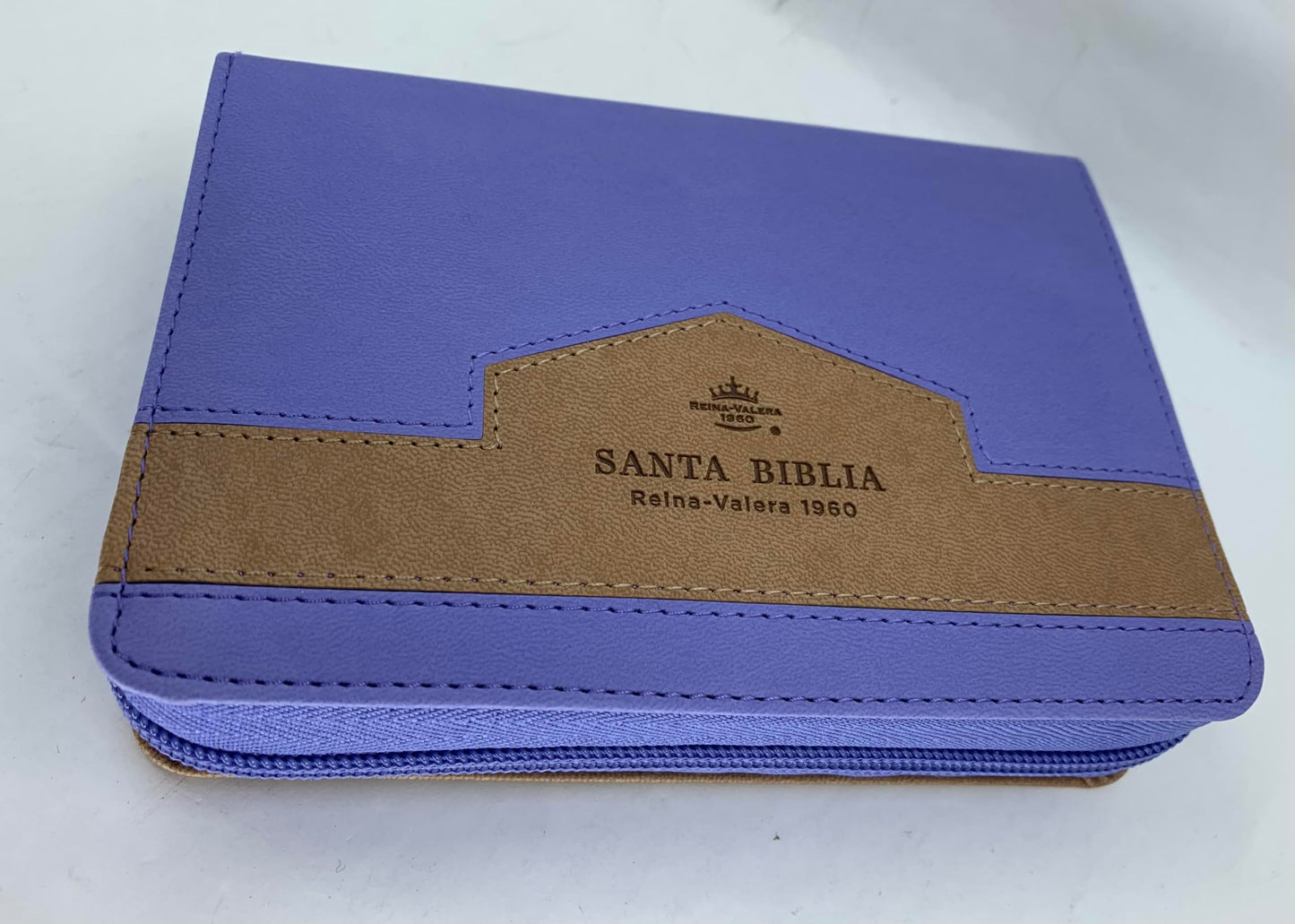 Biblia de Bolsillo con Cierre reina valera 1960 imit piel lila/café con índice