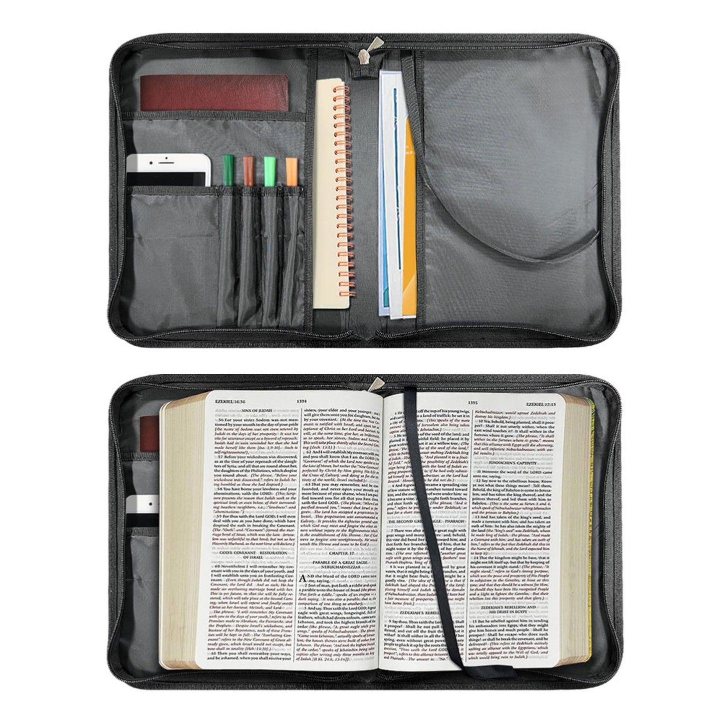 Vodetik - Funda de piel para la Biblia con cubierta dura floral con cruz Niv, tamaño pequeño, con asa con cierre, bolsa protectora para la Biblia, escritura, católico, regalo cristiano