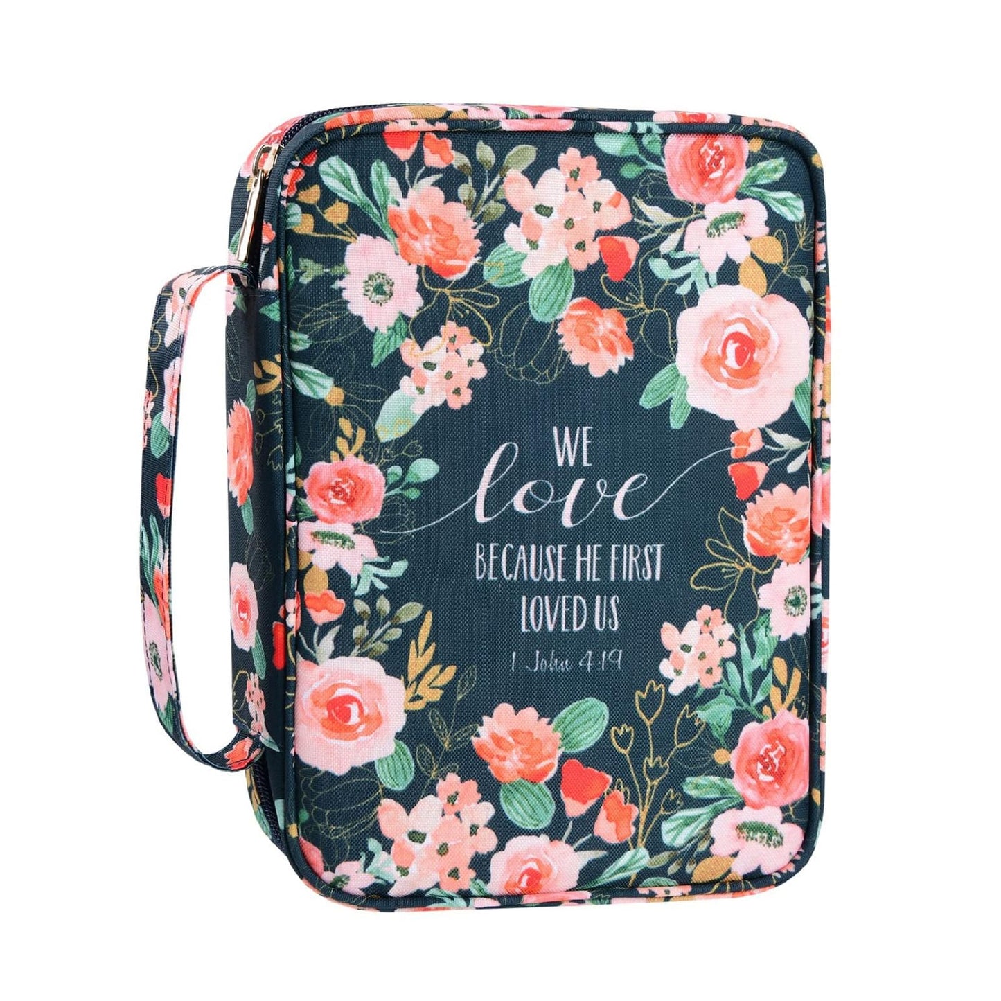 Funda para la Biblia para mujer, tamaño mediano y grande, funda de transporte bíblico de 11 x 8.5 x 2.5 pulgadas, bolsa de transporte floral para libros bíblicos con asas de bolsillos, cierre de