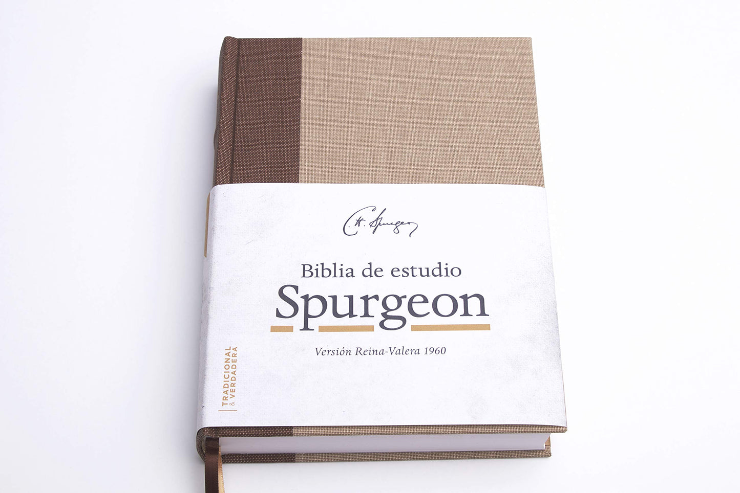 RVR 1960 Biblia de estudio Spurgeon, marrón claro, tela