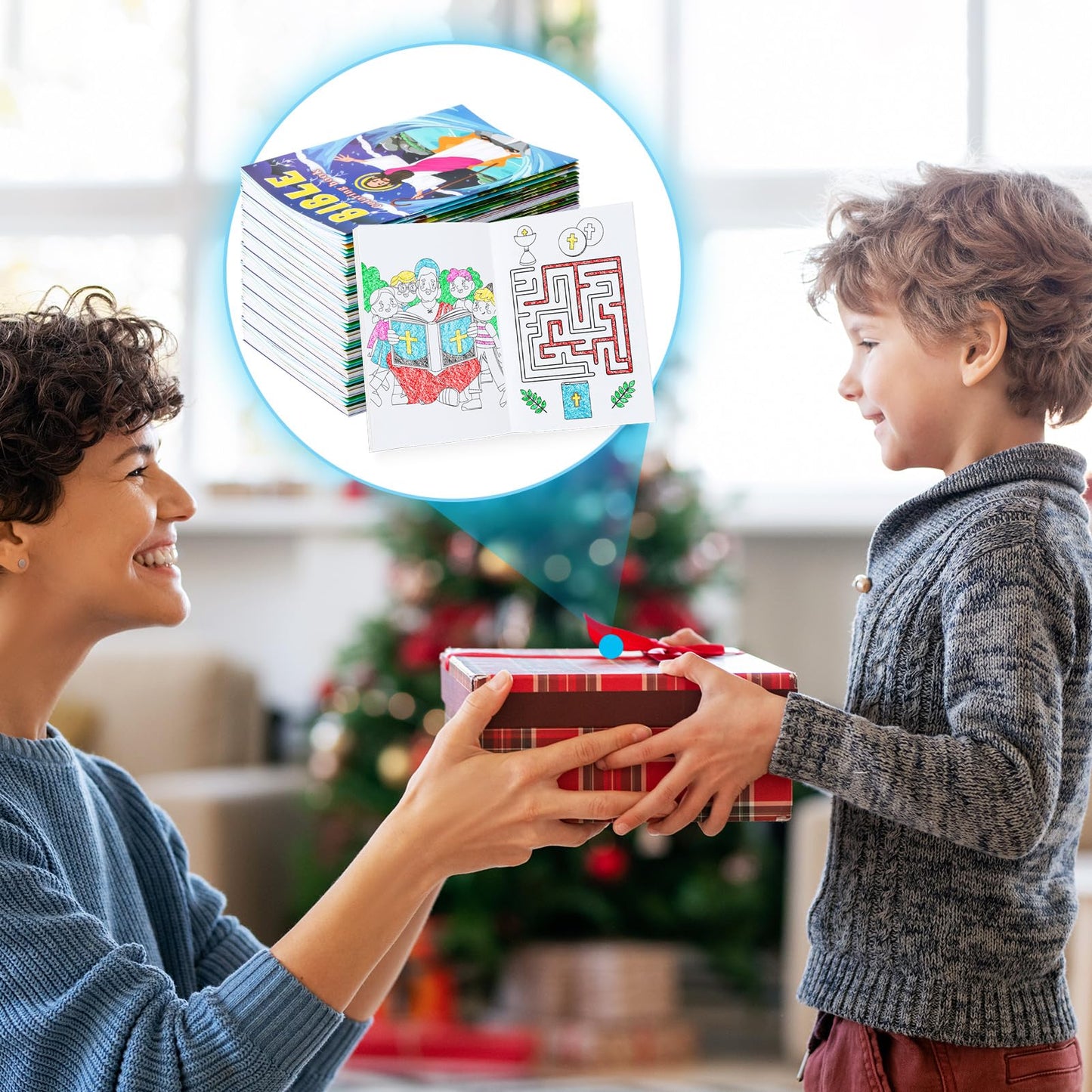 BenLouis - 12 libros cristianos para colorear para niños con 12 lápices de colores, versículo bíblico, religioso, pequeño libro para colorear a granel para niños, premios de la escuela dominical de