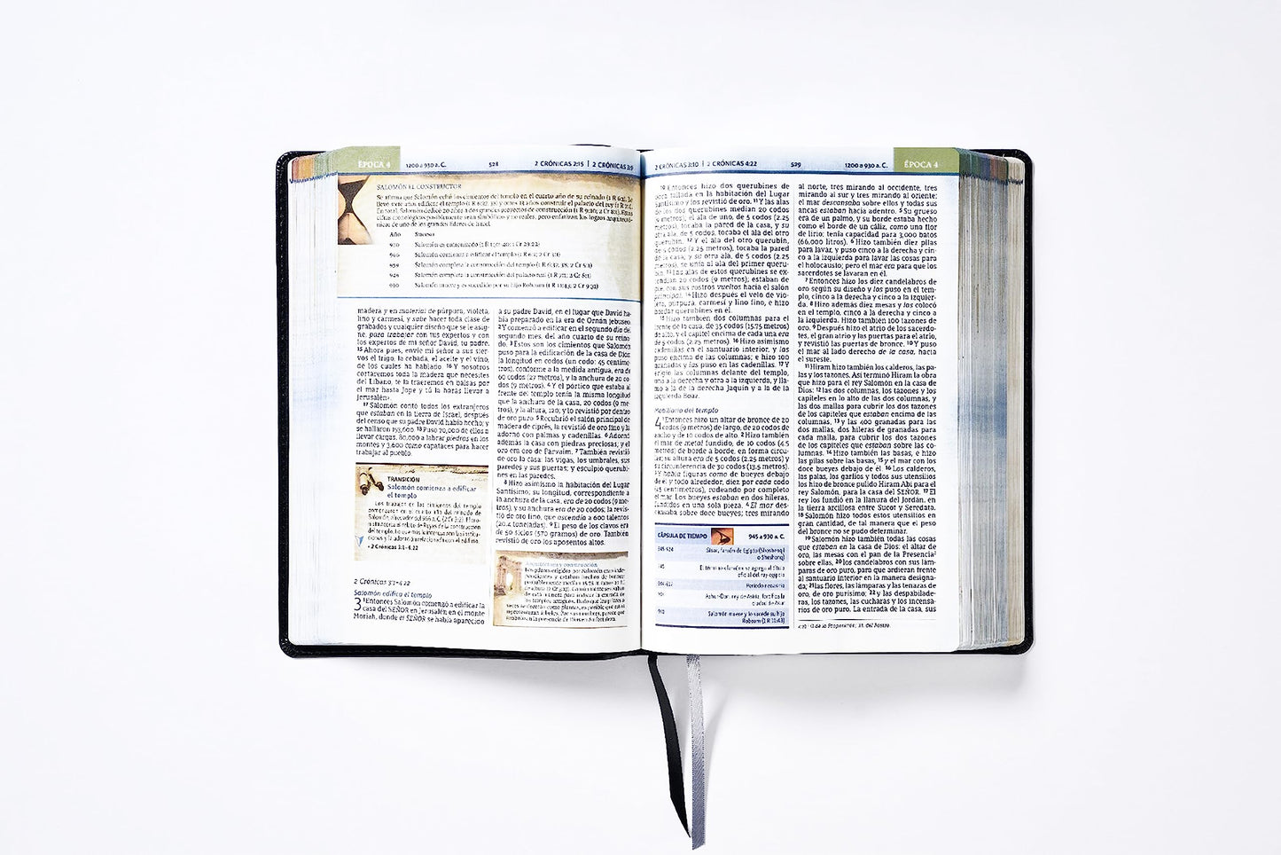 NBLA, Biblia Cronológica de Estudio, Interior a cuatro colores, Leathersoft, Negro, Comfort Print