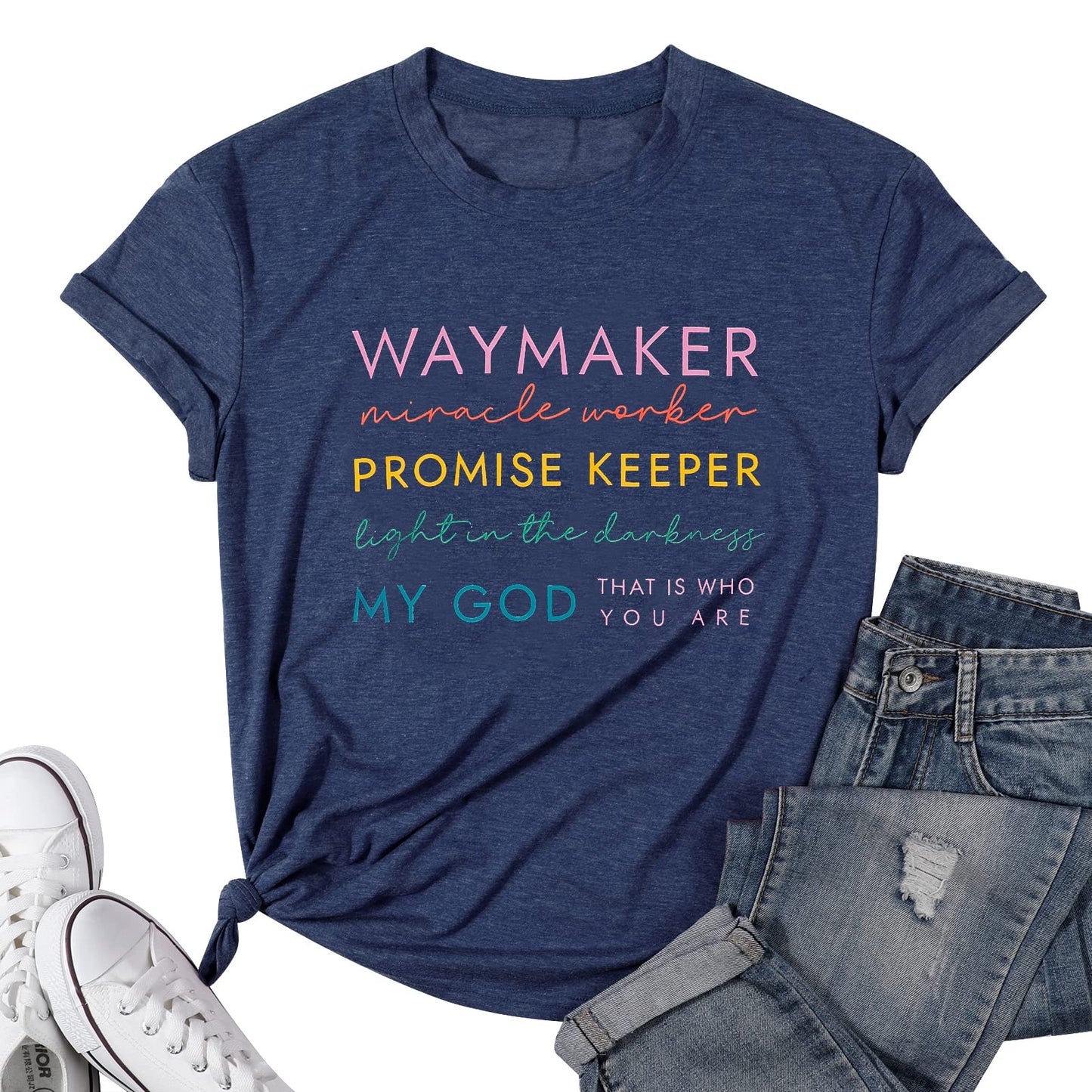 ▶ Camisas cristianas para mujer, diseño de fe, regalo religioso, casual, cristianos, inspiradoras, camisetas de manga corta, Azul oscuro, XXL